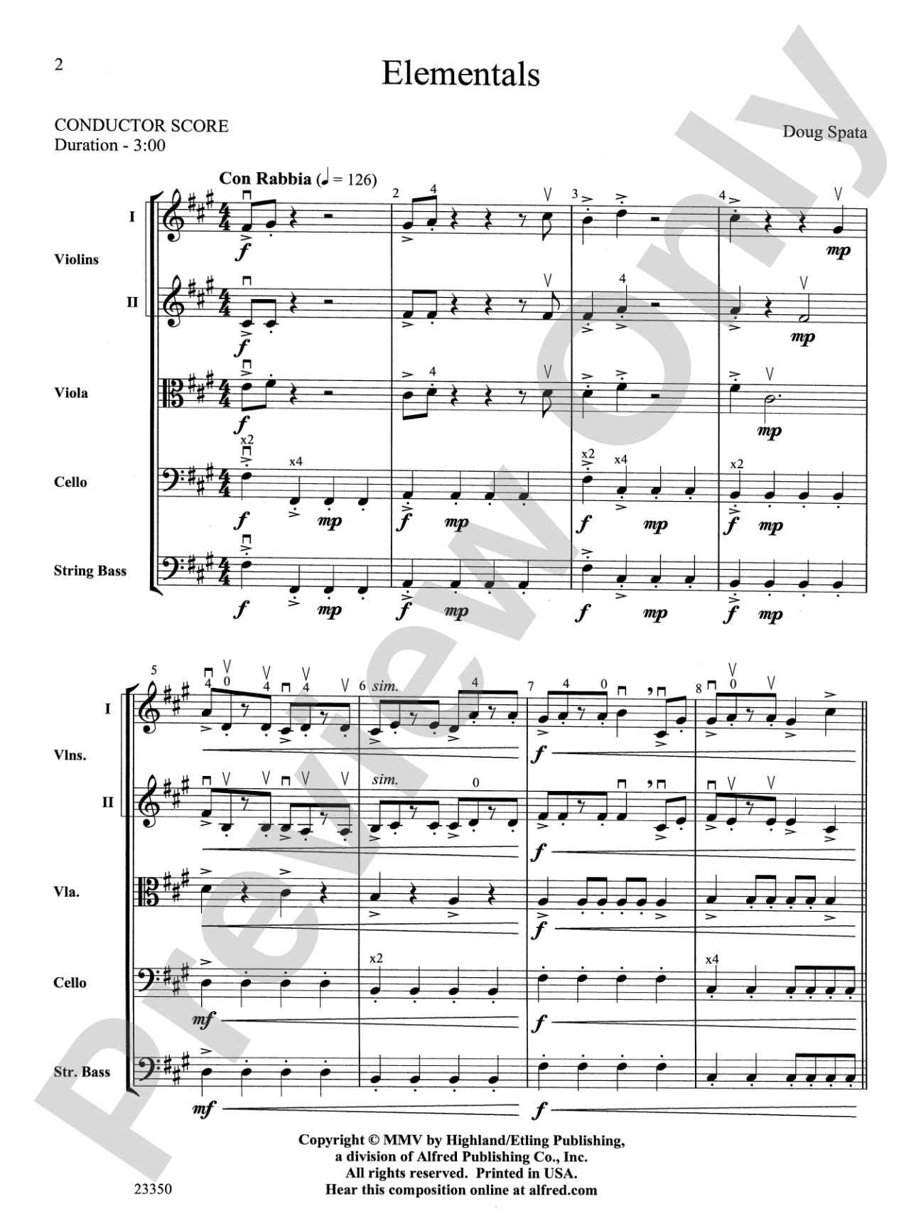 Elementals: String Orchestra Conductor Score & Parts
