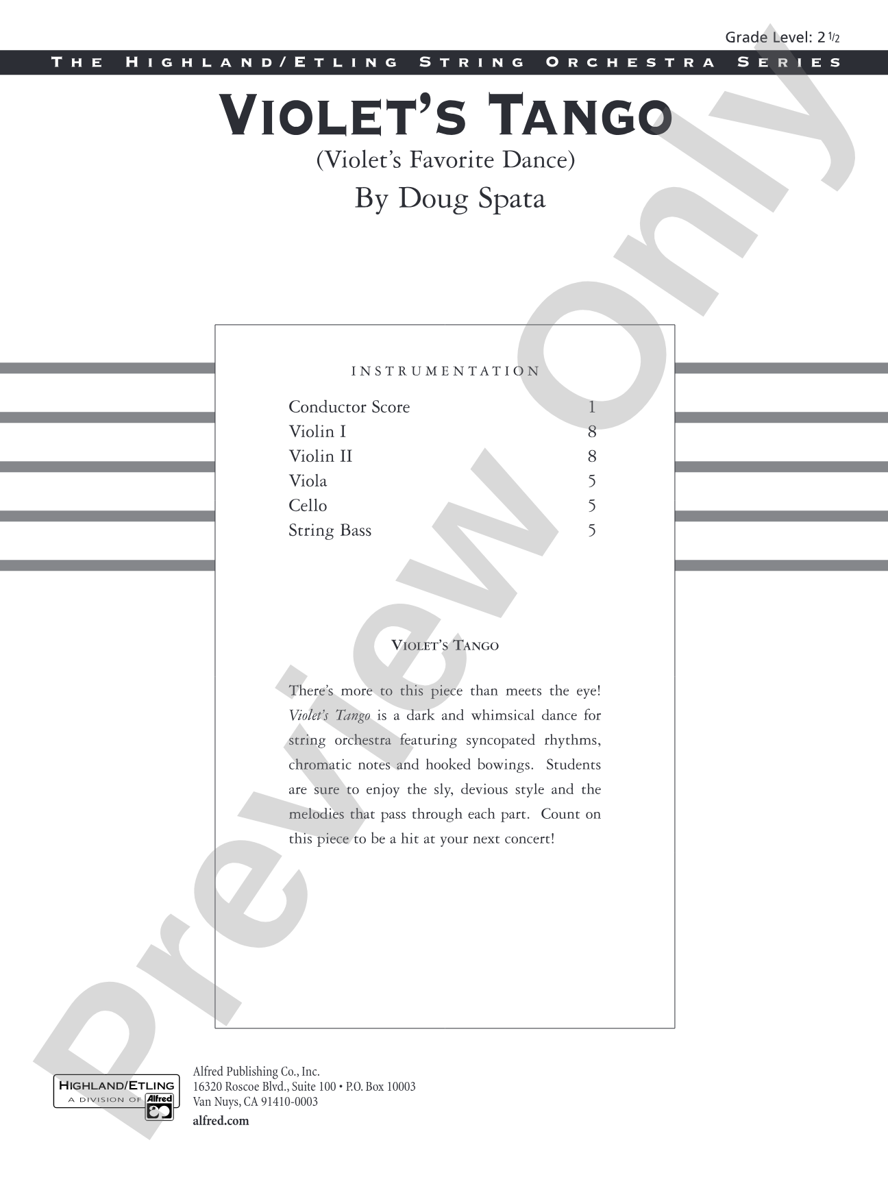 Violet's Tango: String Orchestra Conductor Score & Parts