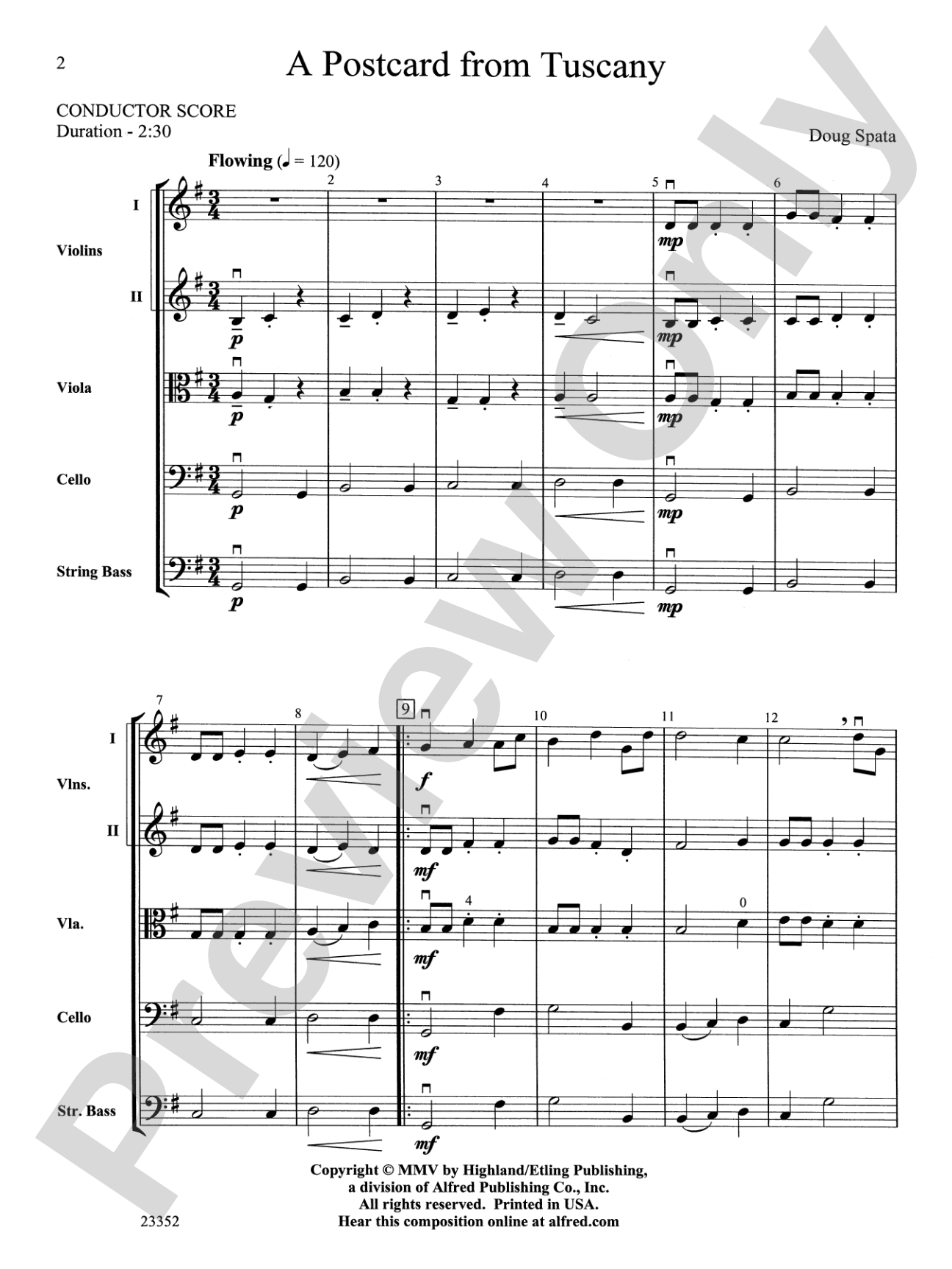 A Postcard from Tuscany: String Orchestra Conductor Score & Parts