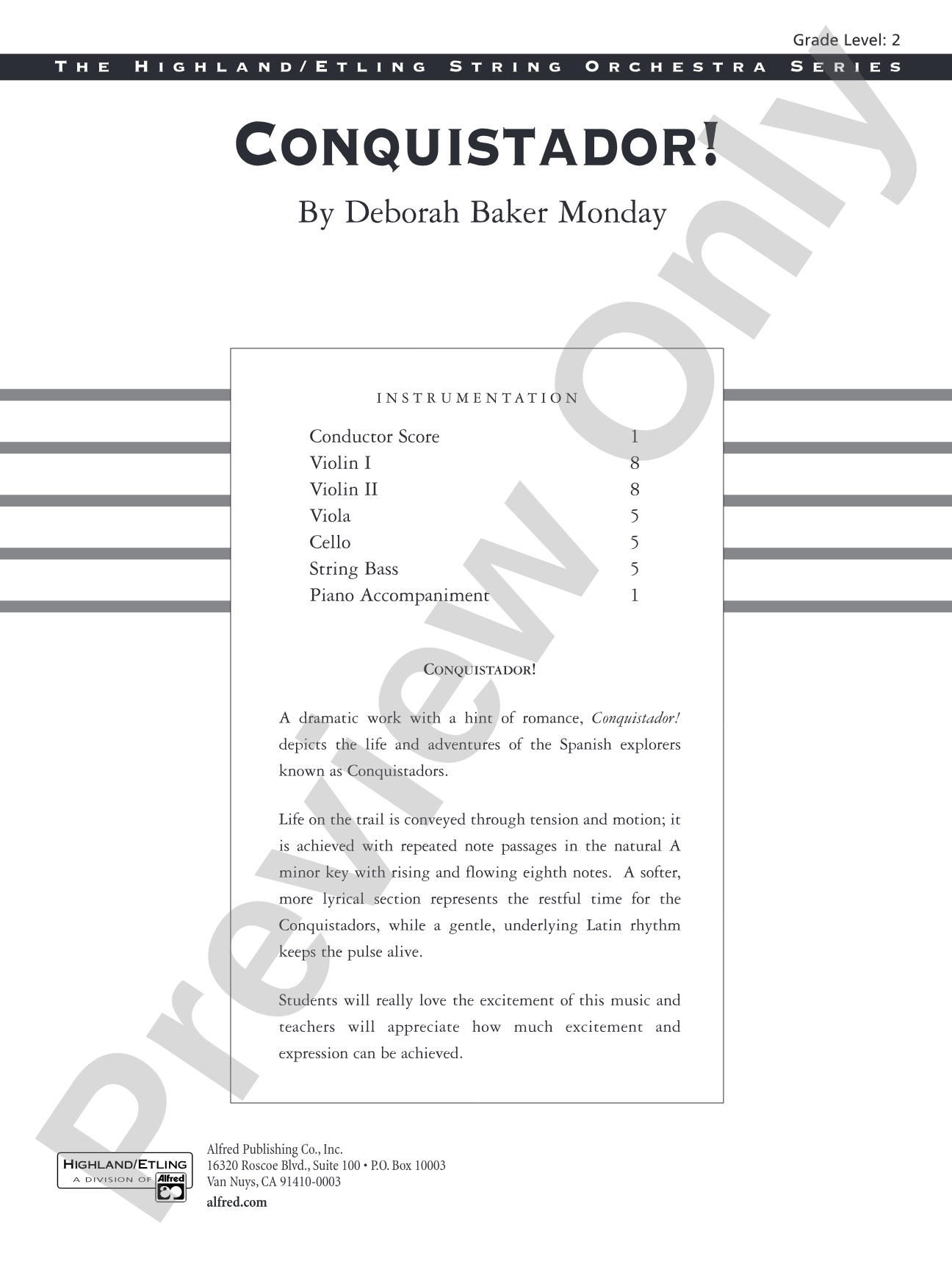 Conquistador!: String Orchestra Conductor Score & Parts