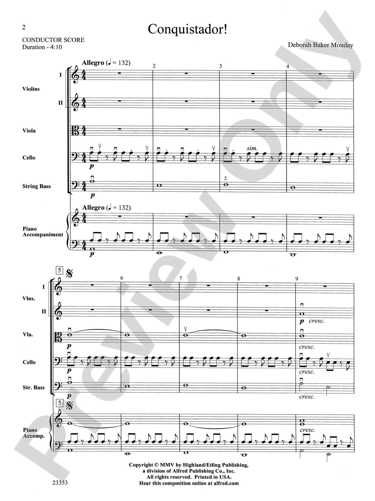 Conquistador!: String Orchestra Conductor Score & Parts