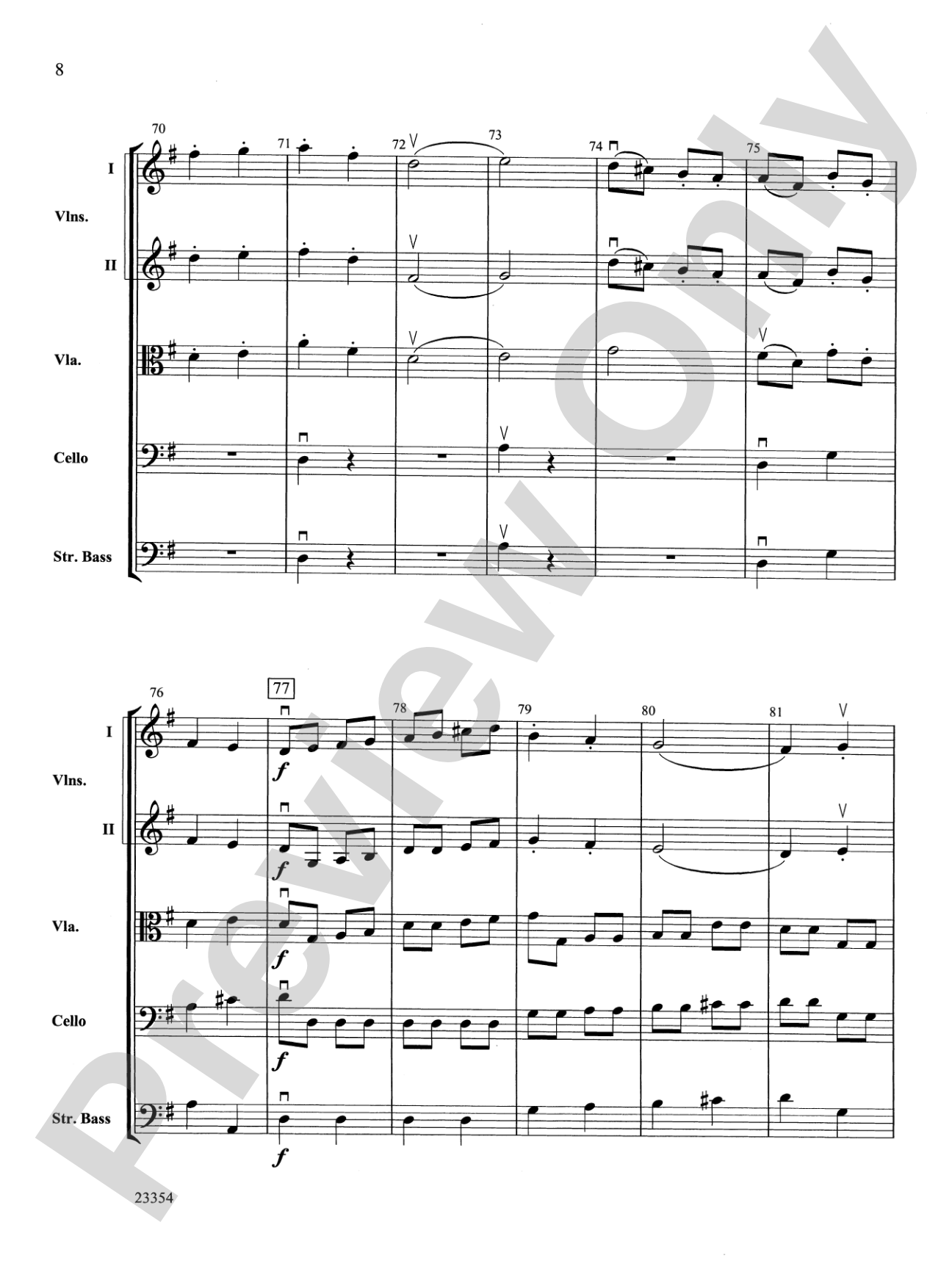 Symphony No. 8: String Orchestra Conductor Score & Parts