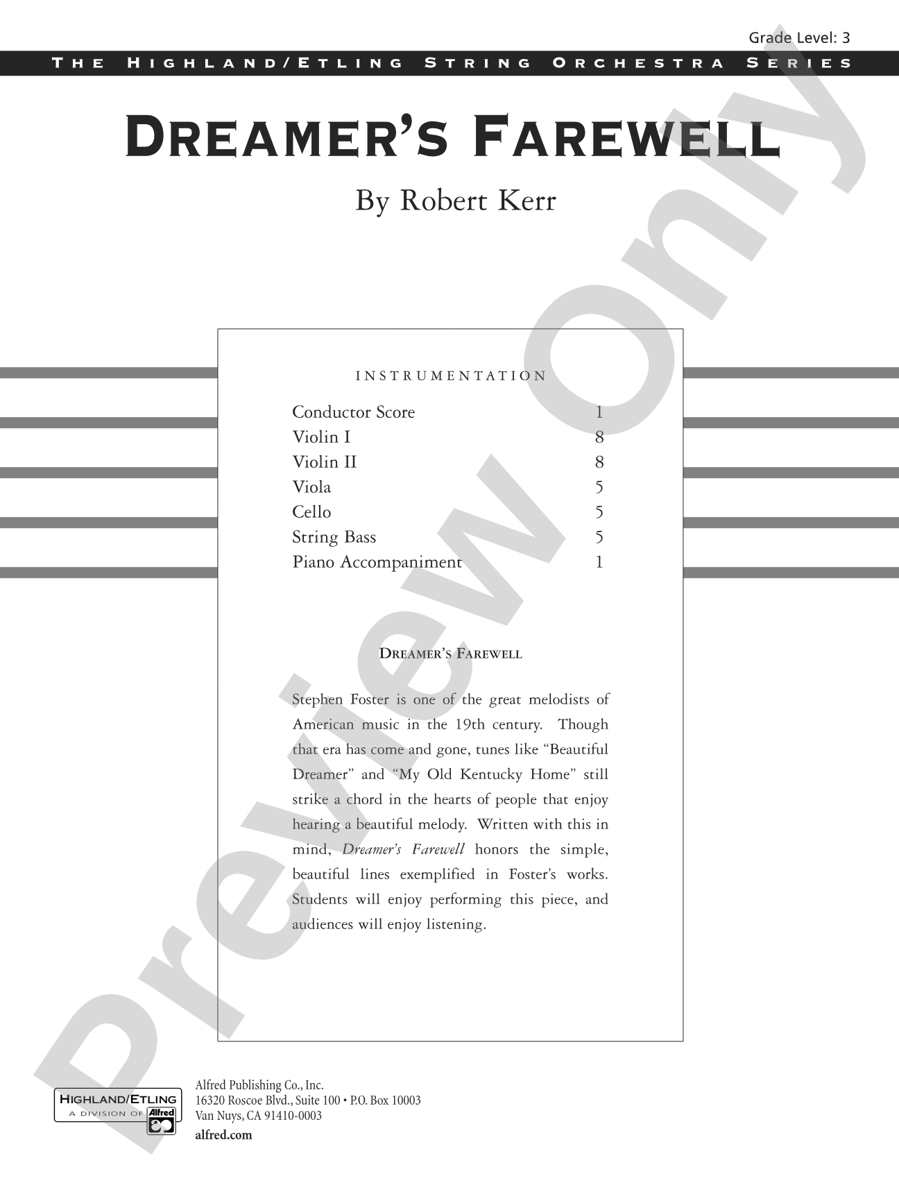 Dreamer's Farewell: String Orchestra Conductor Score & Parts