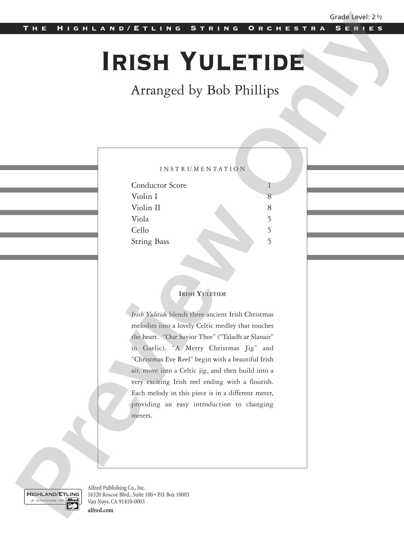 Irish Yuletide: String Orchestra Conductor Score & Parts