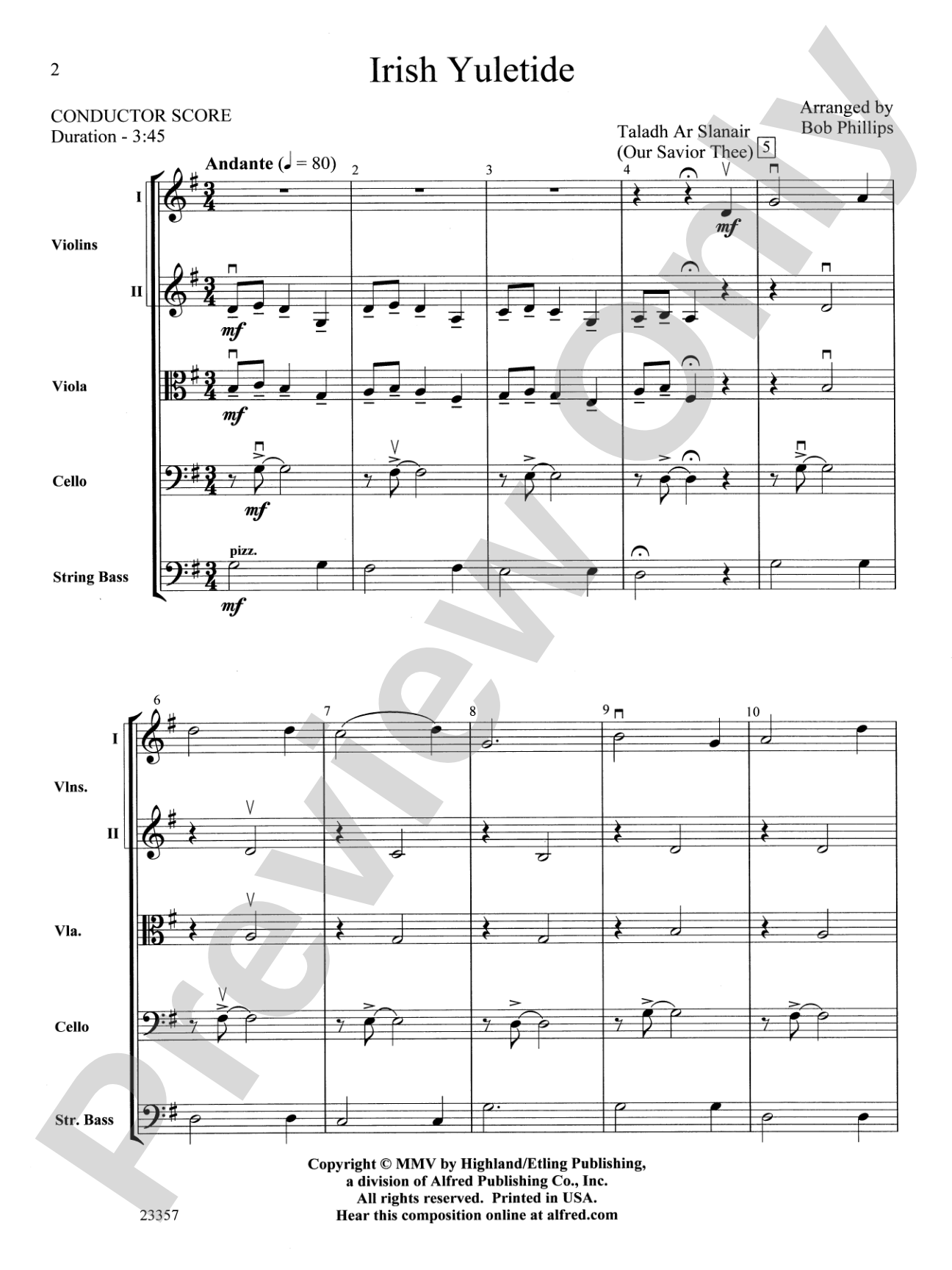 Irish Yuletide: String Orchestra Conductor Score & Parts