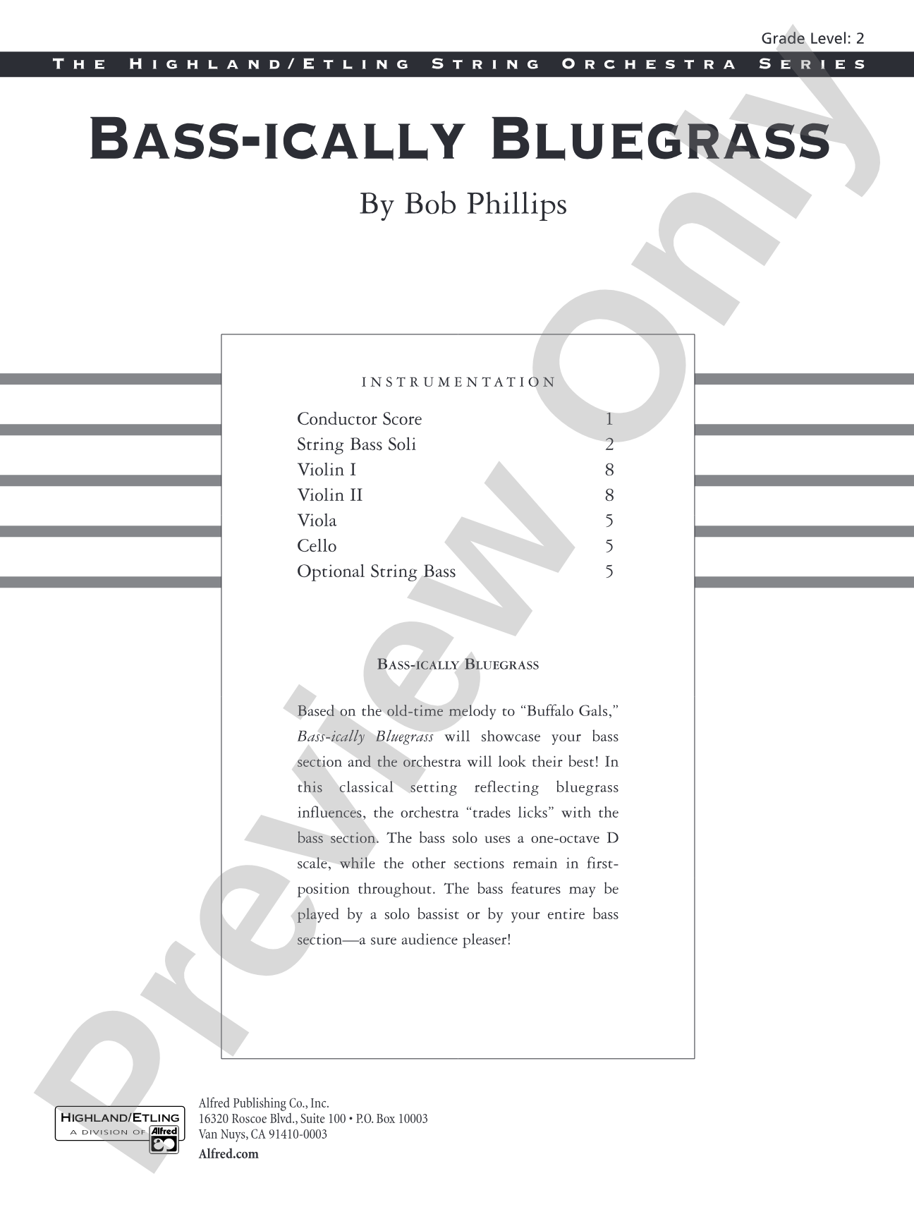 Bass-ically Bluegrass: String Orchestra Conductor Score & Parts