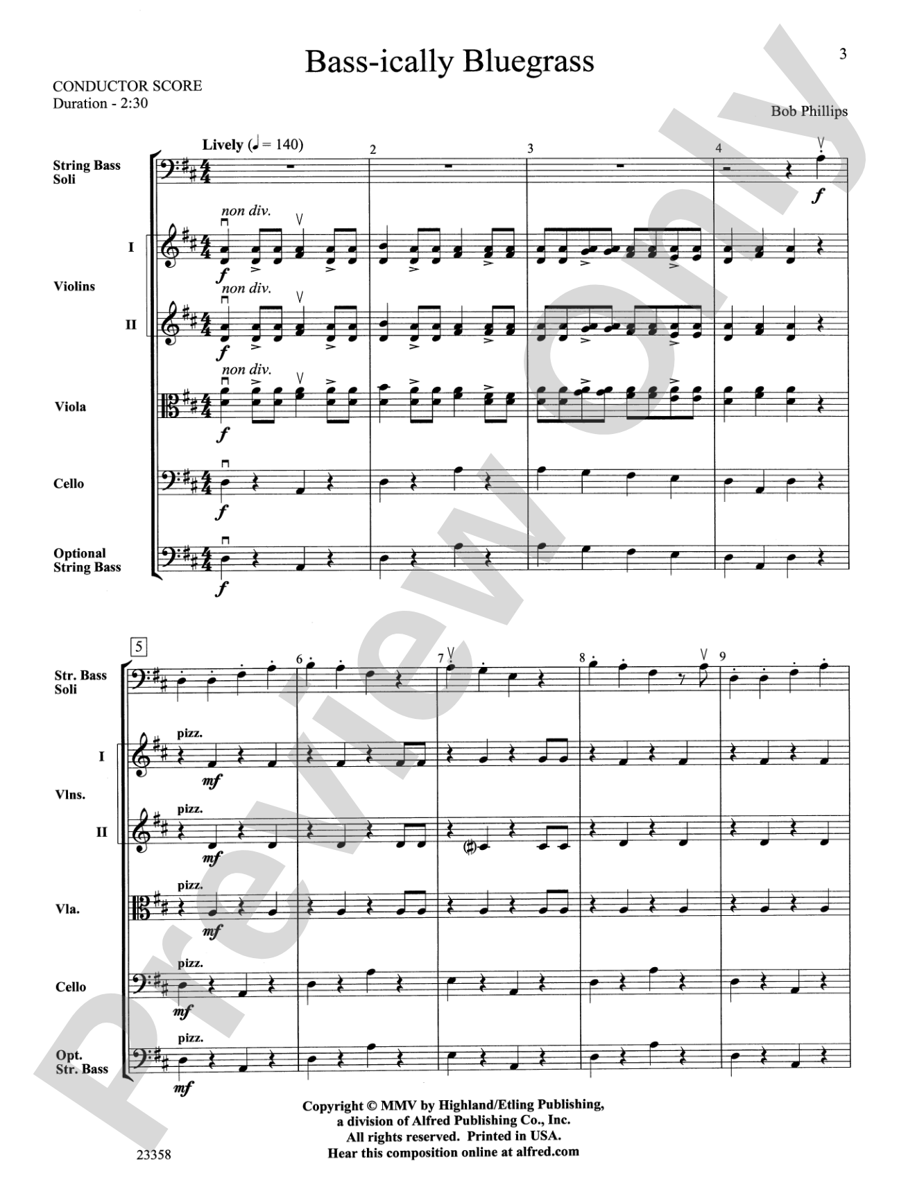 Bass-ically Bluegrass: String Orchestra Conductor Score & Parts
