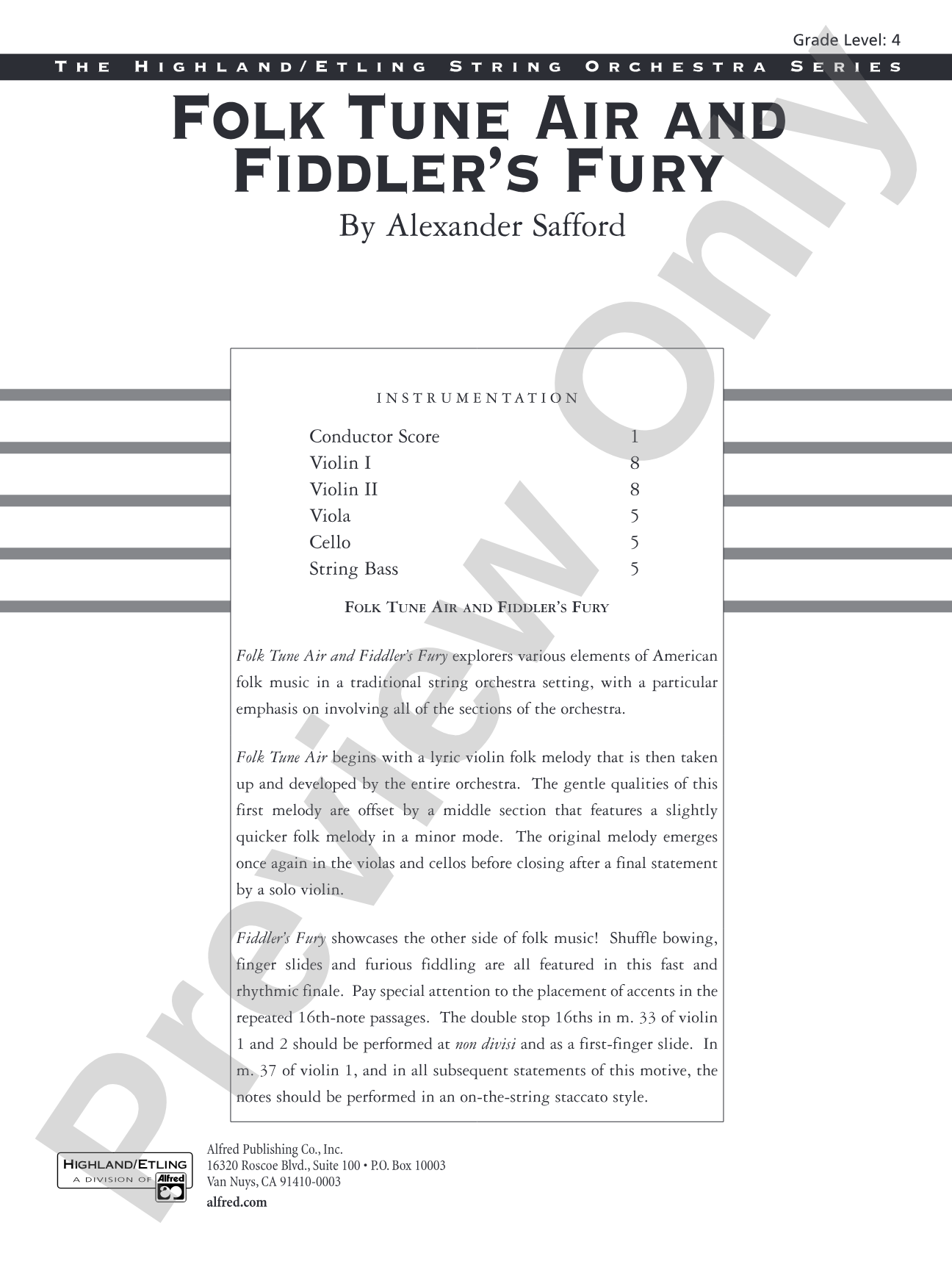 Folk Tune Air and Fiddler's Fury: String Orchestra Conductor Score & Parts