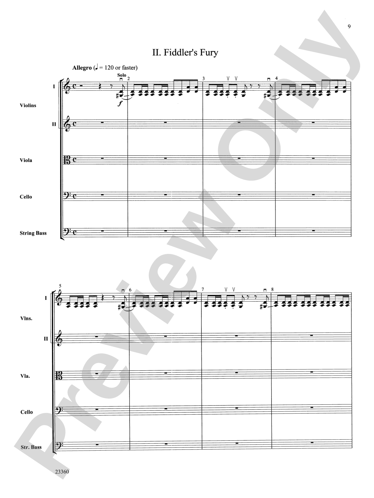 Folk Tune Air and Fiddler's Fury: String Orchestra Conductor Score & Parts