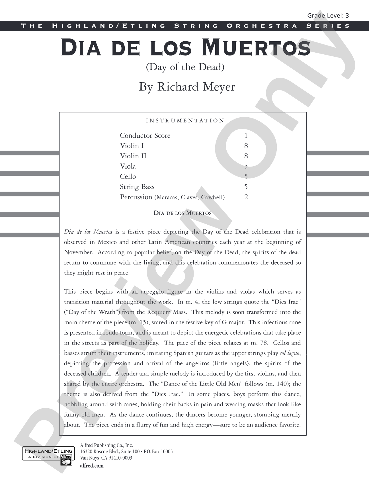 El dia de los Muertos: String Orchestra Conductor Score & Parts