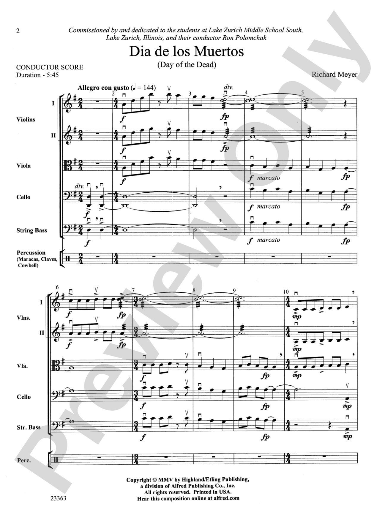 El dia de los Muertos: String Orchestra Conductor Score & Parts