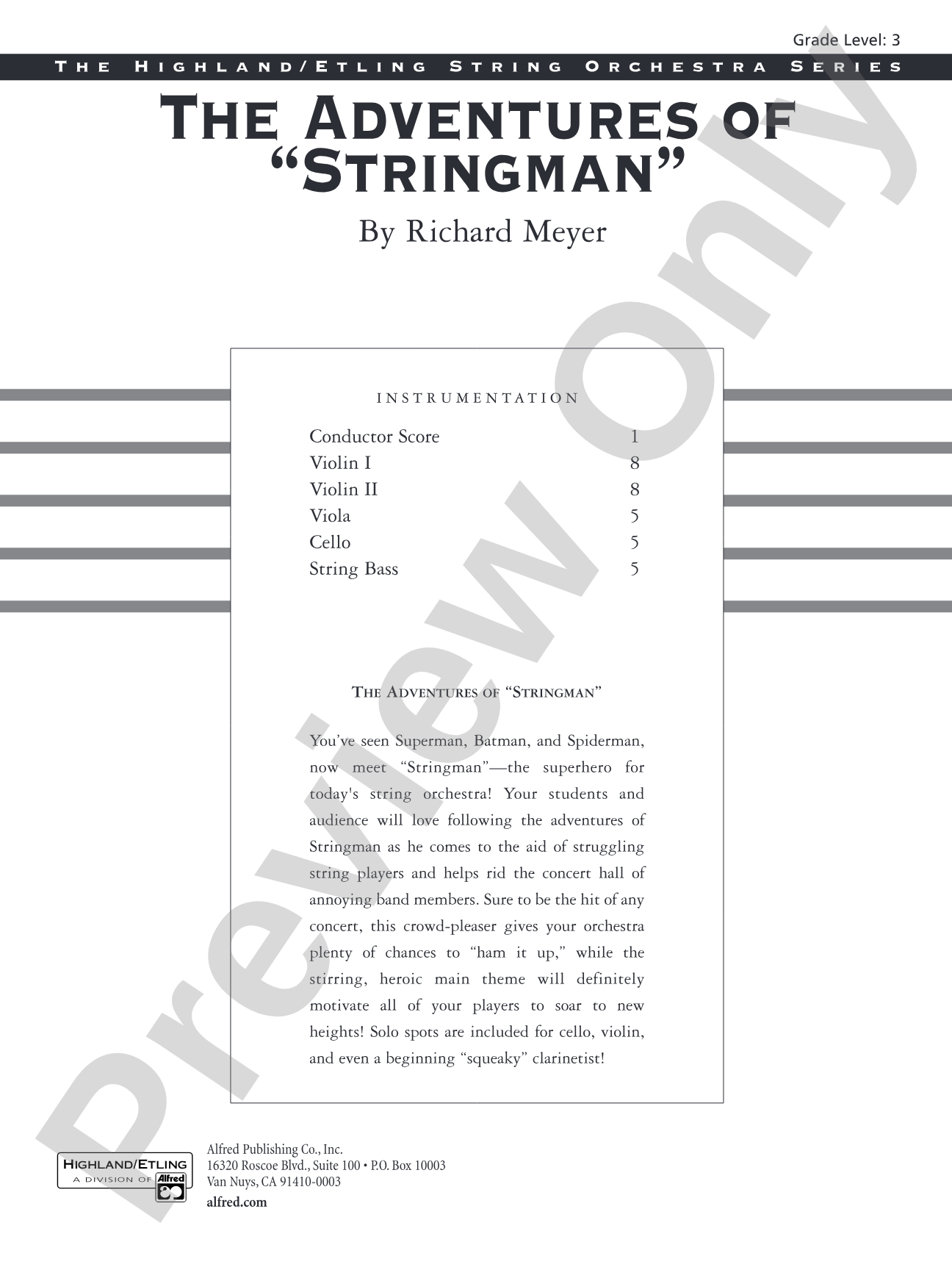The Adventures of "Stringman": String Orchestra Conductor Score & Parts
