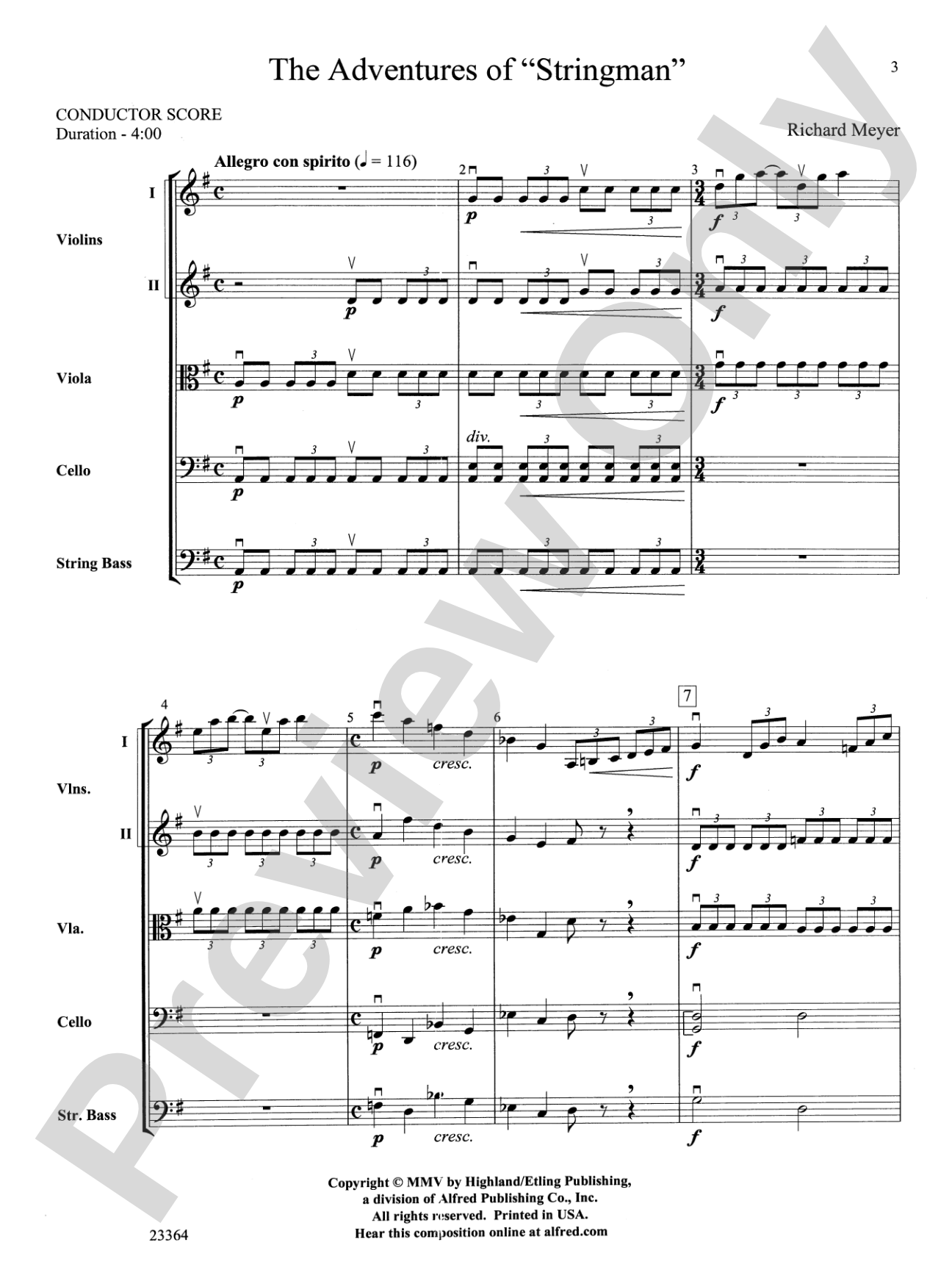 The Adventures of "Stringman": String Orchestra Conductor Score & Parts