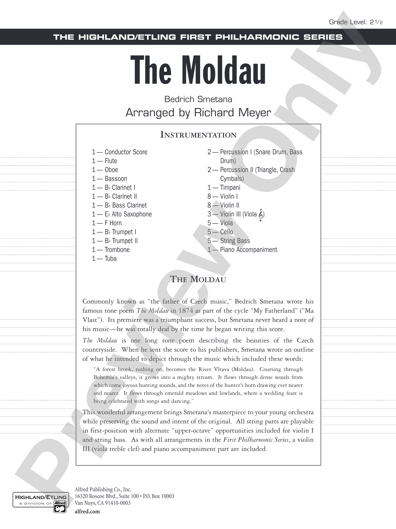 The Moldau: Full Orchestra Conductor Score & Parts