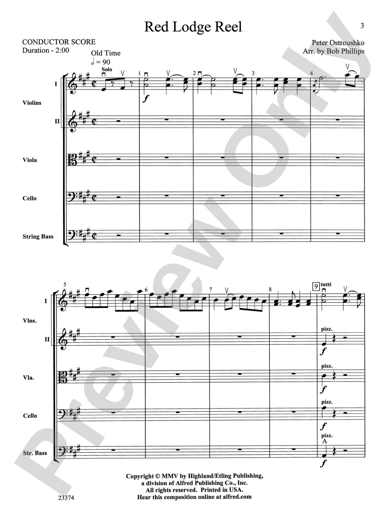 Red Lodge Reel: String Orchestra Conductor Score & Parts