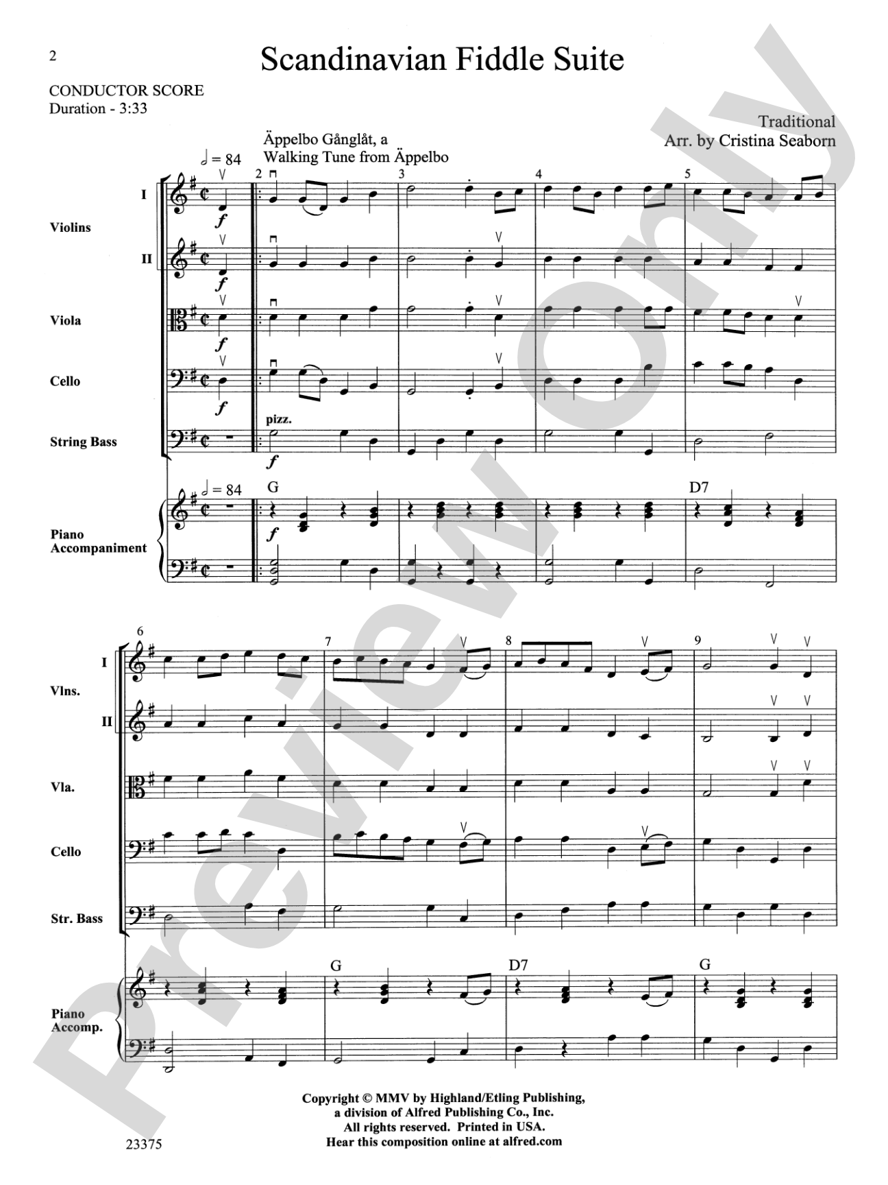 Scandanavian Fiddle Suite: String Orchestra Conductor Score & Parts