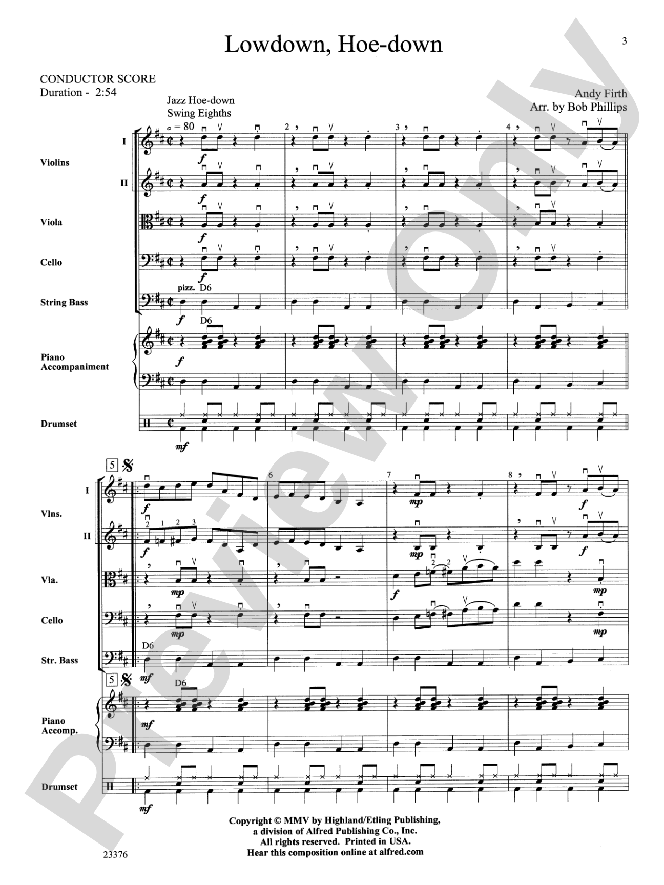 Lowdown, Hoe-down: String Orchestra Conductor Score & Parts