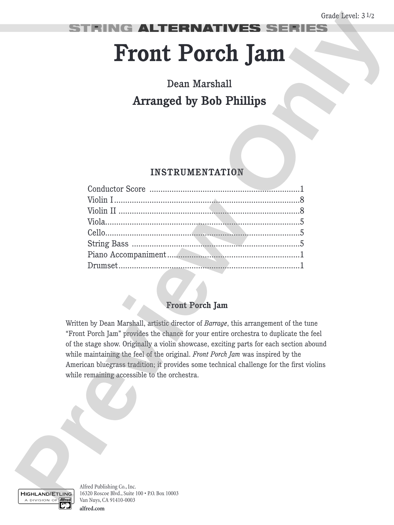 Front Porch Jam: String Orchestra Conductor Score & Parts