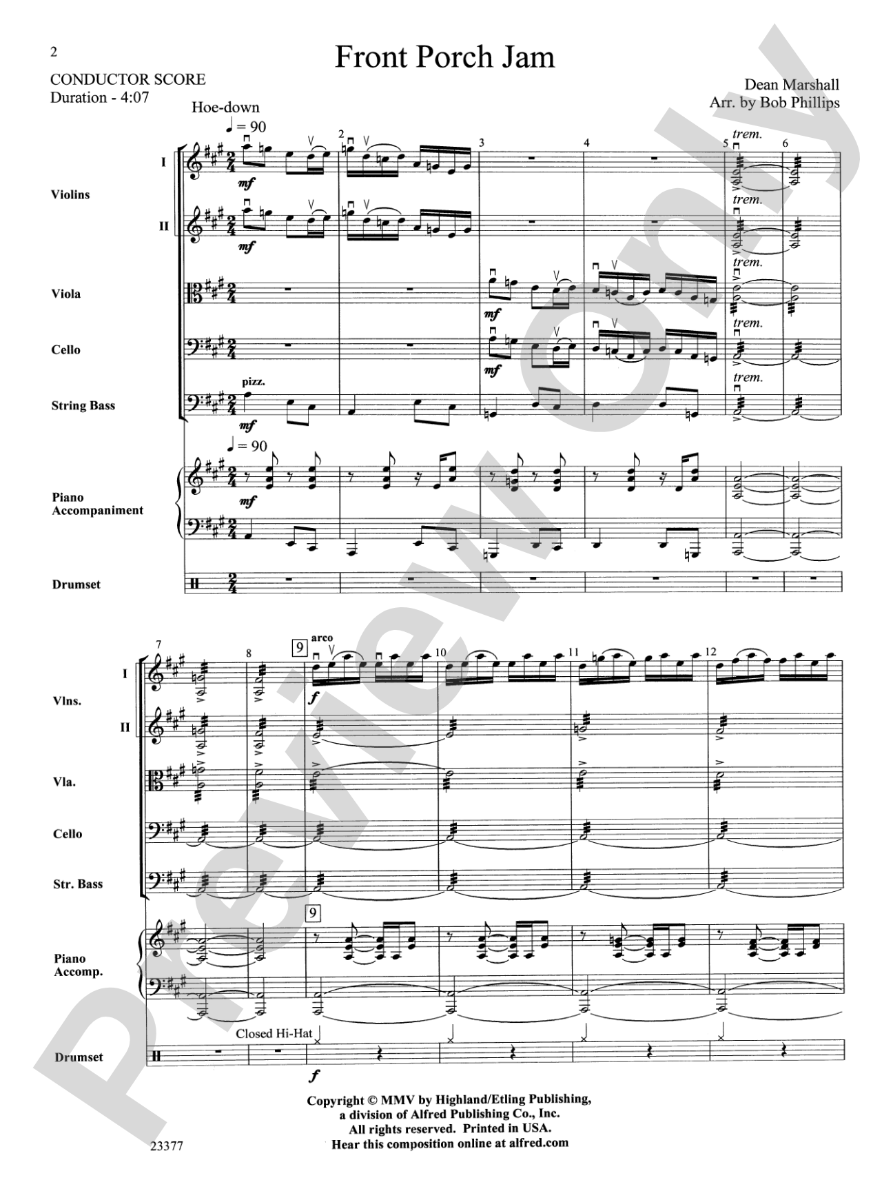 Front Porch Jam: String Orchestra Conductor Score & Parts