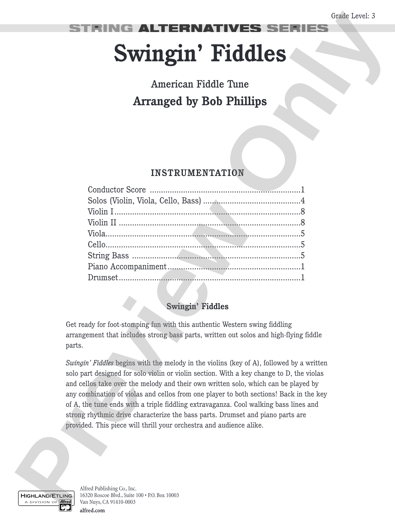 Swingin' Fiddles: String Orchestra Conductor Score & Parts