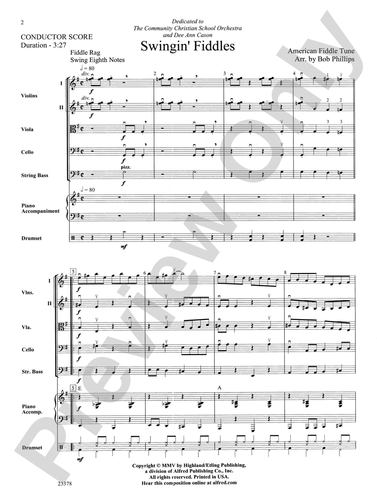 Swingin' Fiddles: String Orchestra Conductor Score & Parts