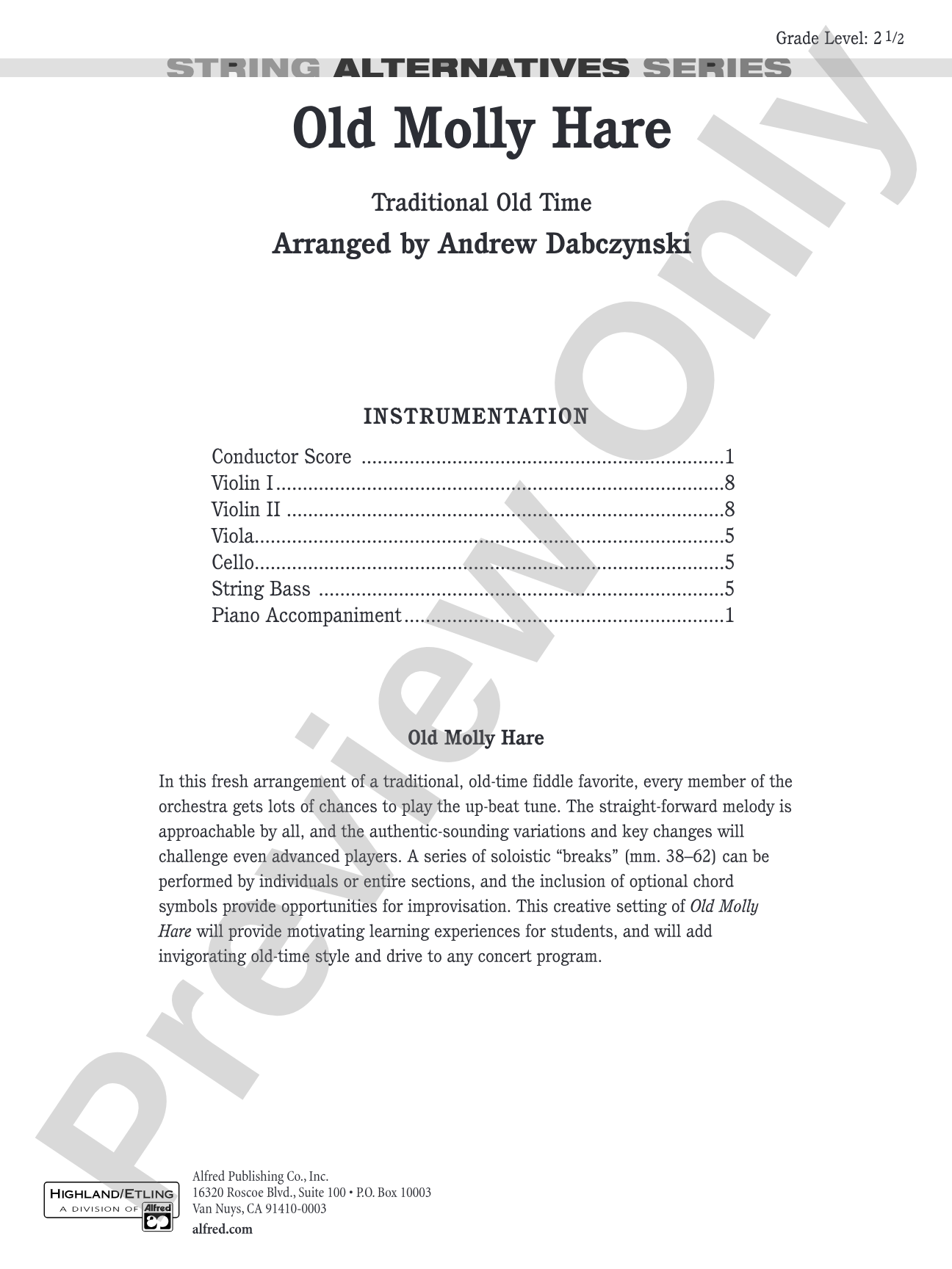 Old Molly Hare: String Orchestra Conductor Score & Parts