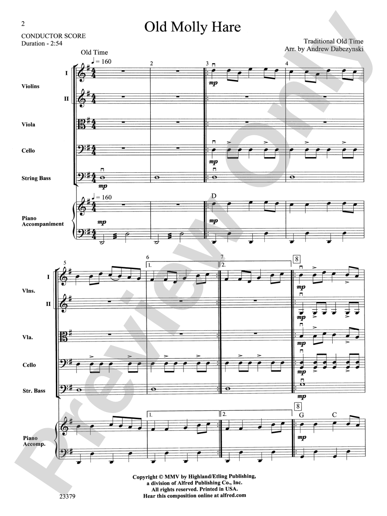 Old Molly Hare: String Orchestra Conductor Score & Parts