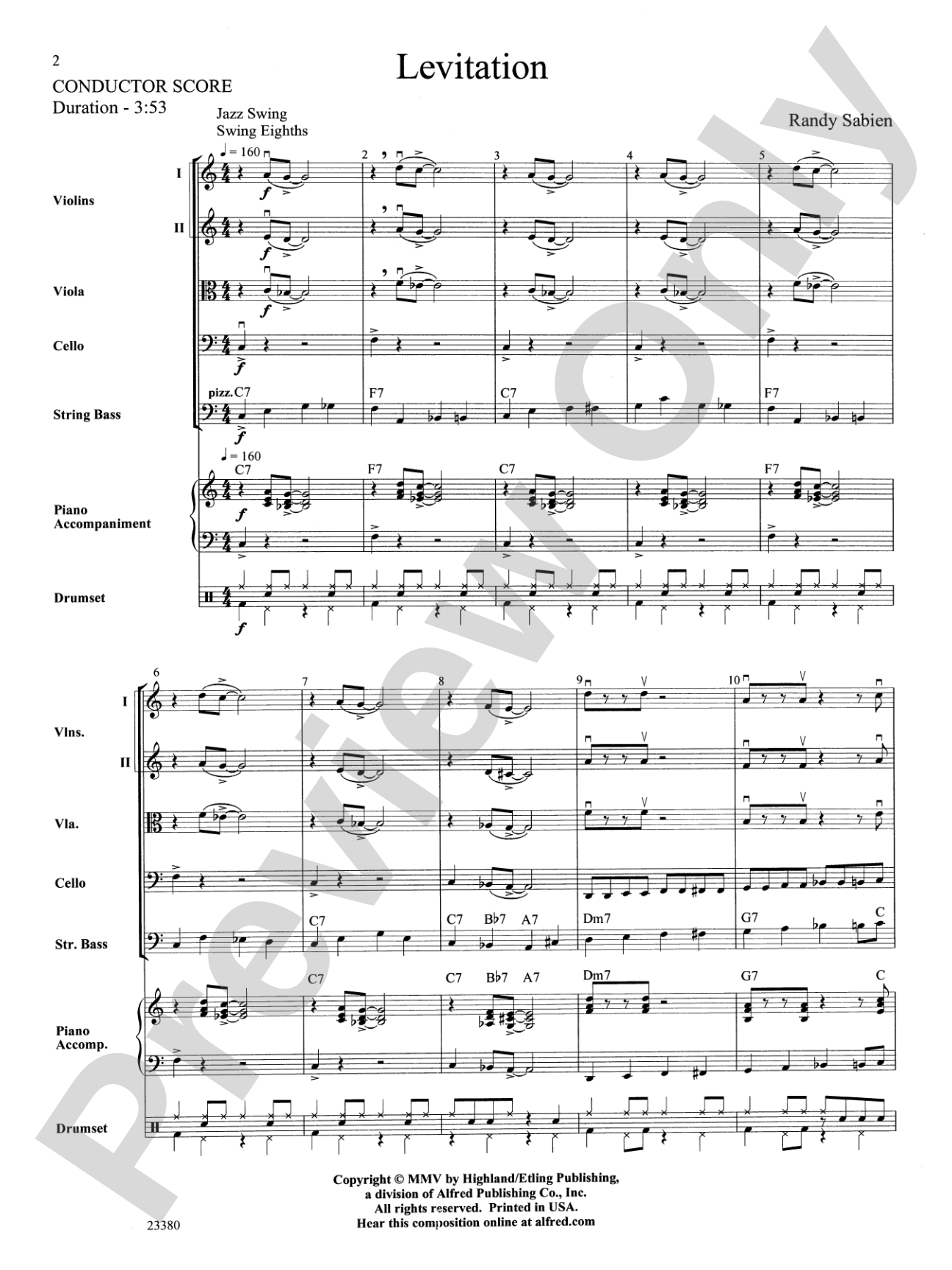 Levitation: String Orchestra Conductor Score & Parts
