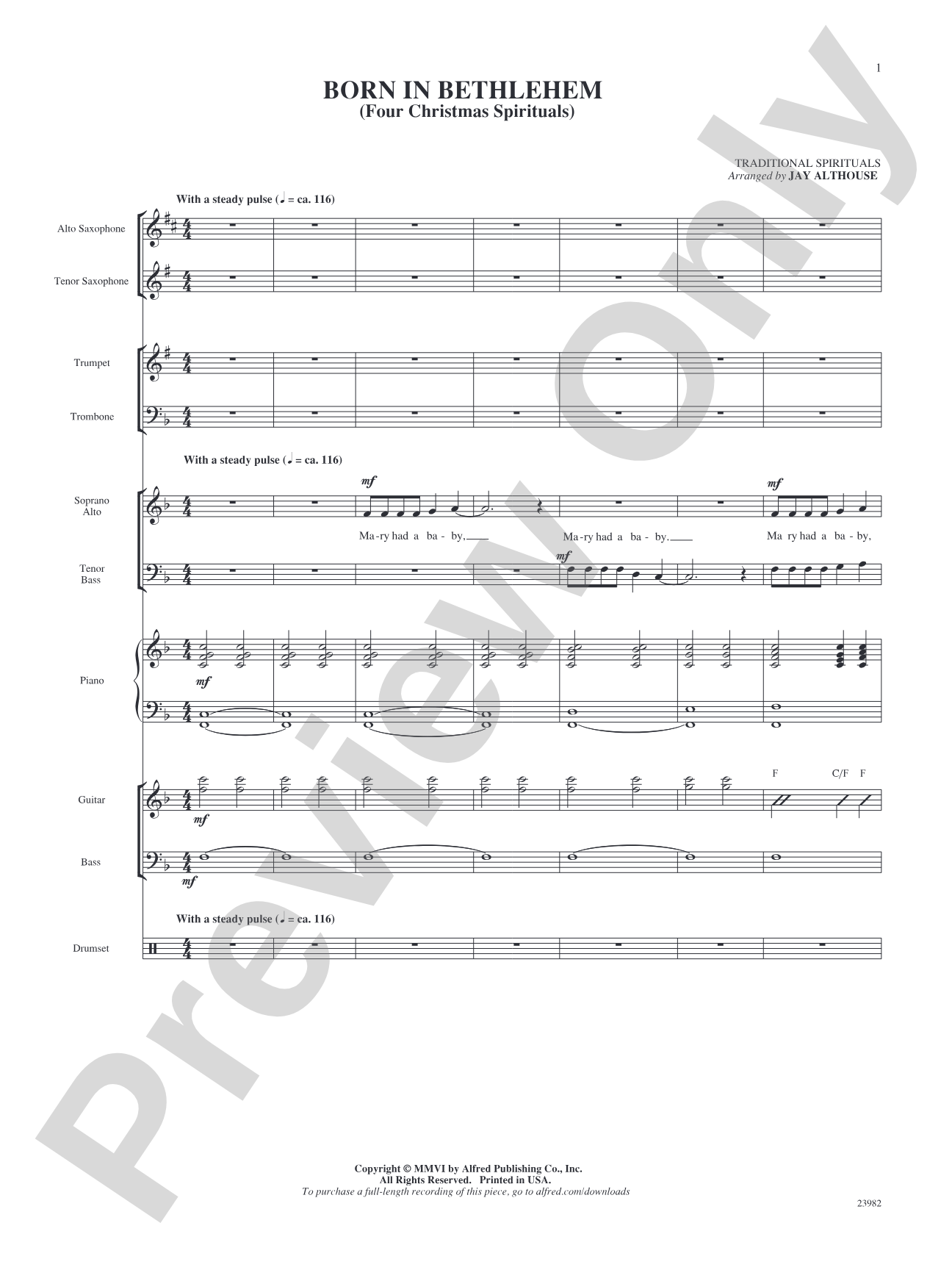 Born in Bethlehem (Four Christmas Spirituals): Choral SoundPax