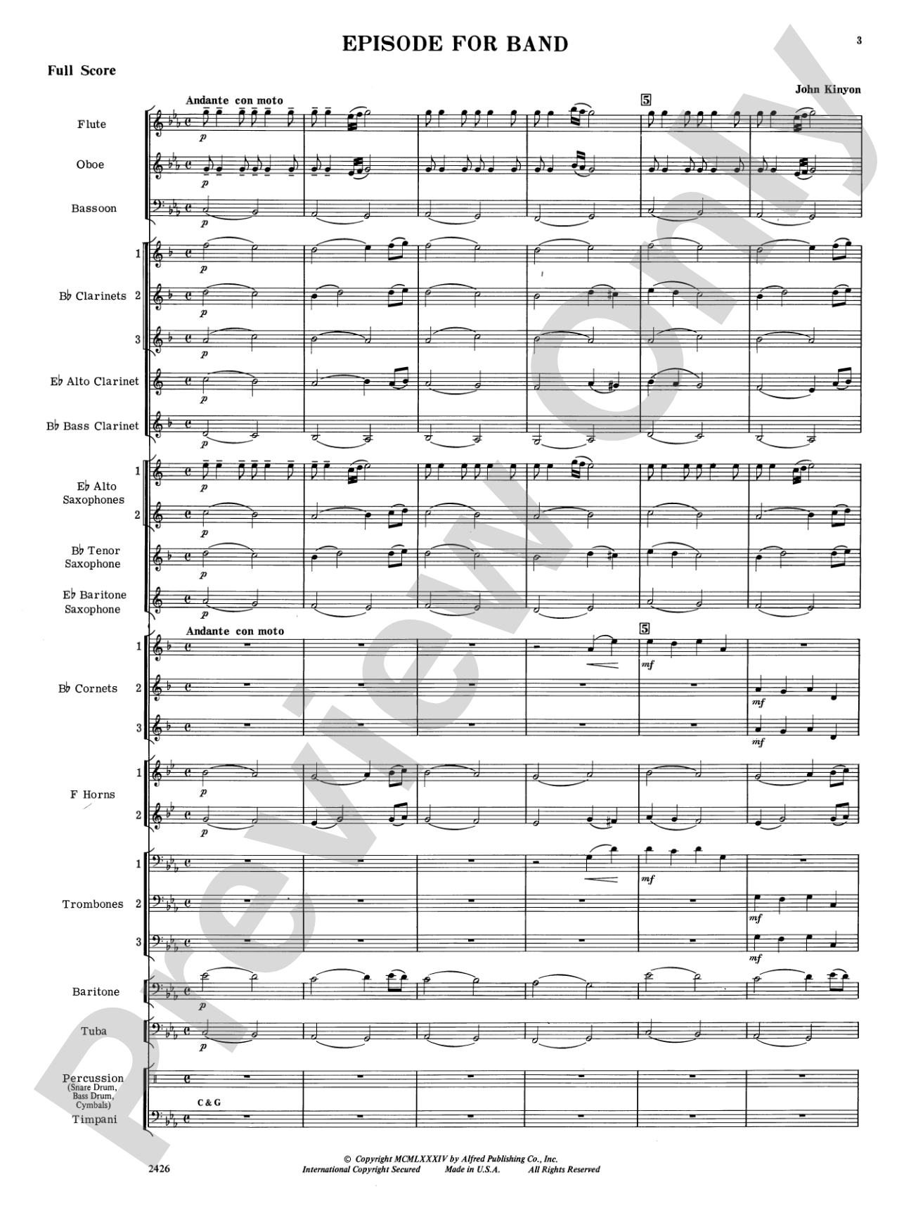 Episode for Band: Concert Band Conductor Score & Parts