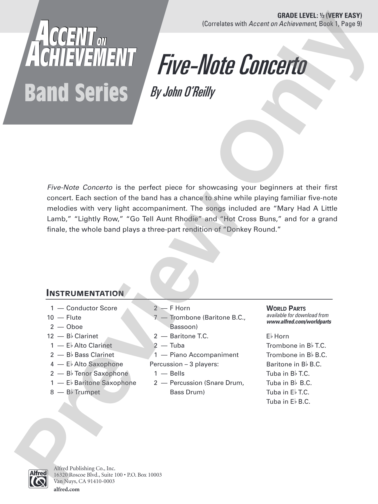 Five-Note Concerto: Concert Band Conductor Score & Parts
