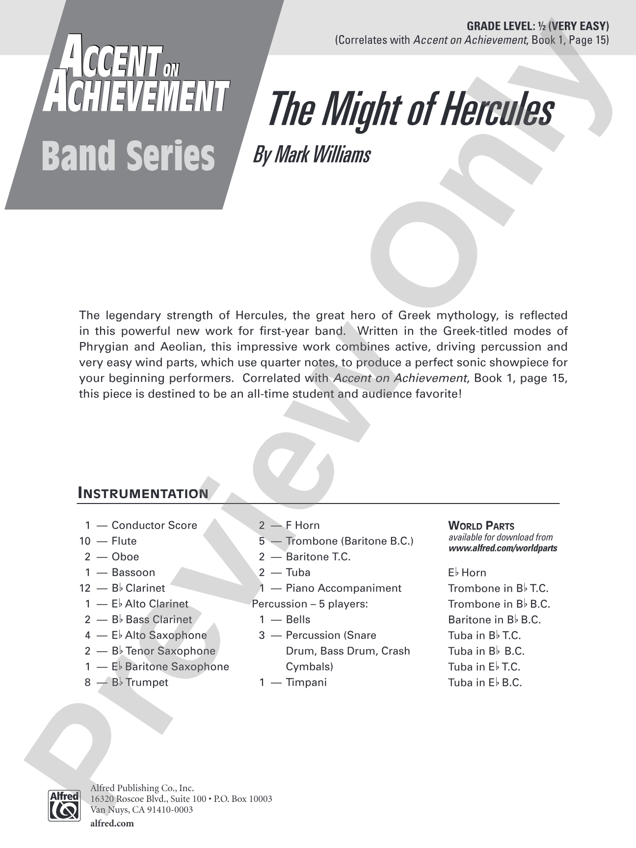 The Might of Hercules: Concert Band Conductor Score & Parts