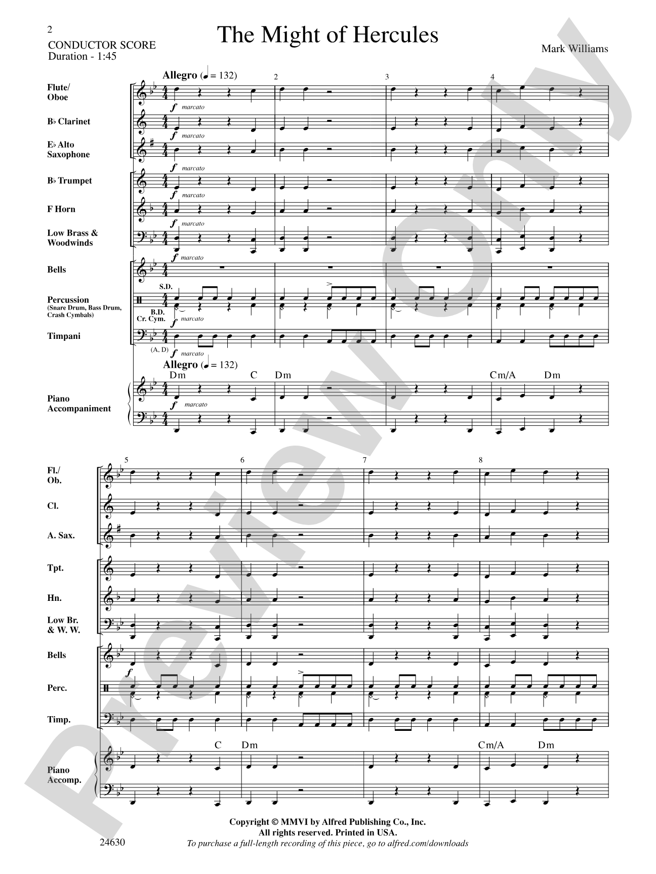 The Might of Hercules: Concert Band Conductor Score & Parts