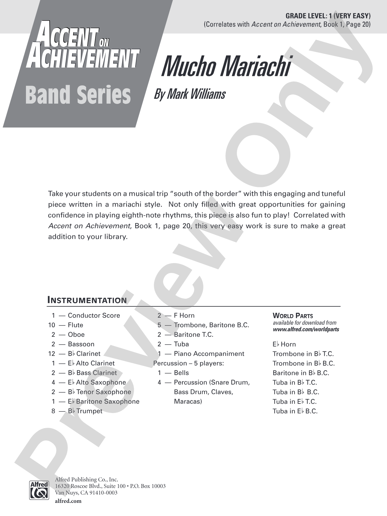 Mucho Mariachi: Concert Band Conductor Score & Parts