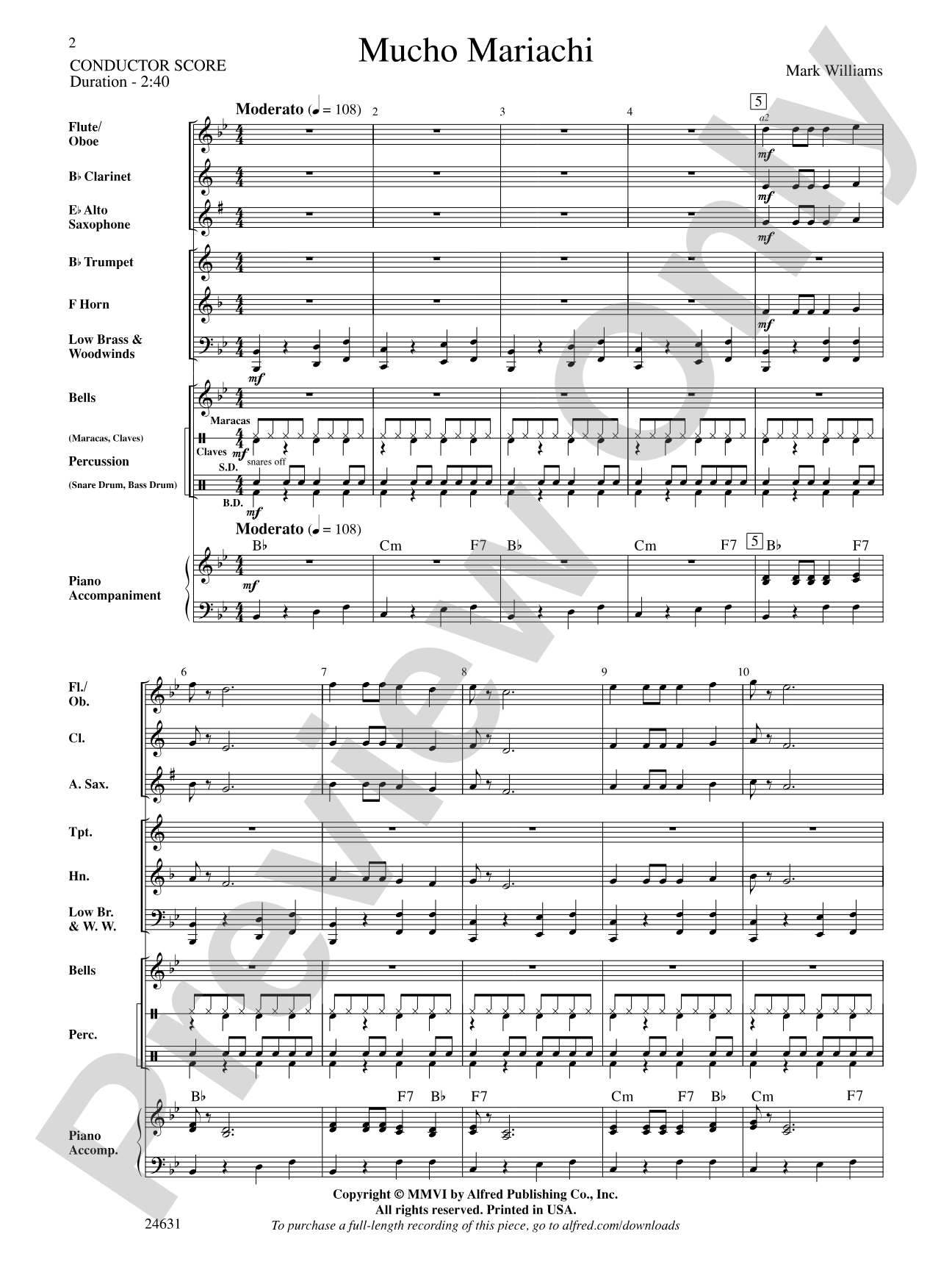 Mucho Mariachi: Concert Band Conductor Score & Parts