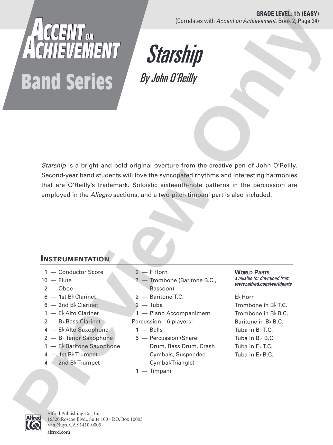 Starship: Concert Band Conductor Score & Parts