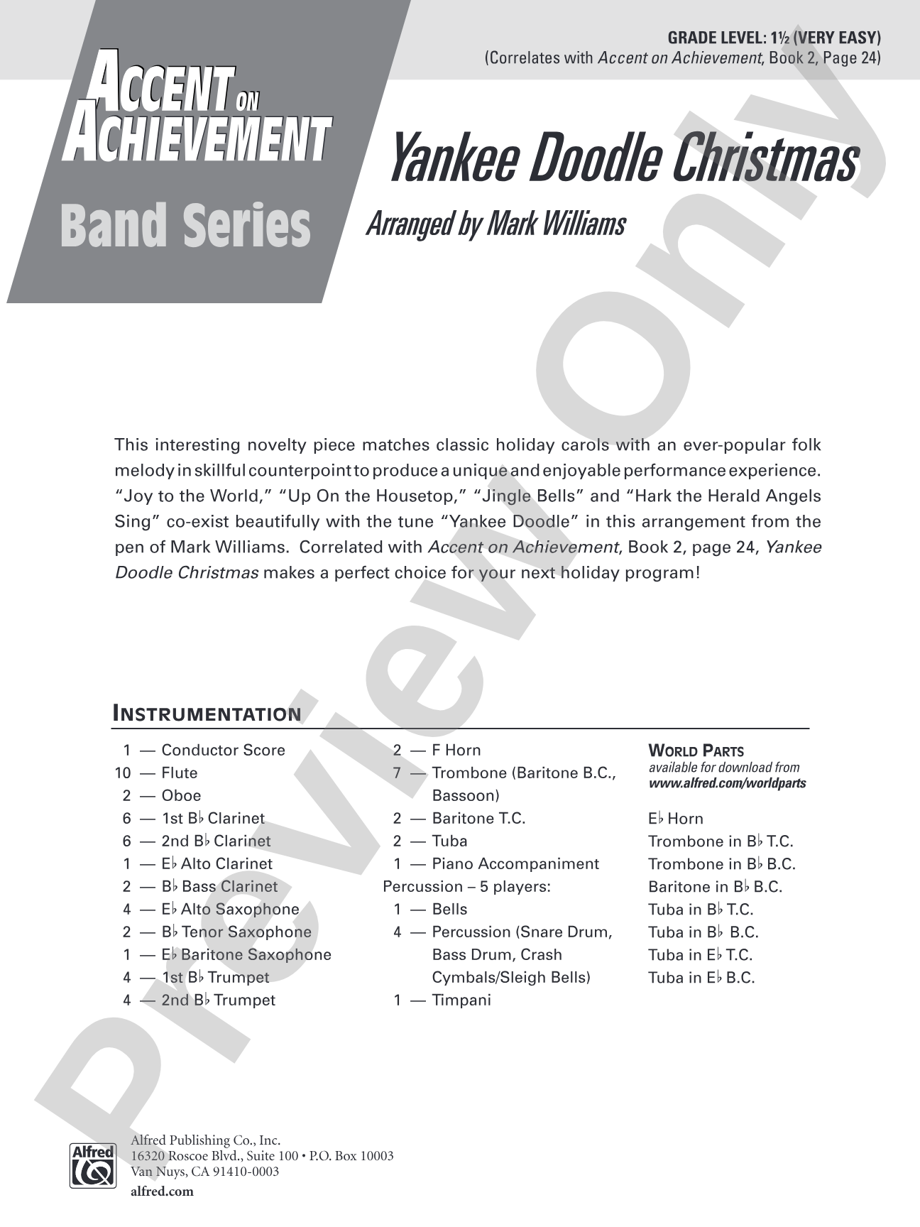 Yankee Doodle Christmas: Concert Band Conductor Score & Parts