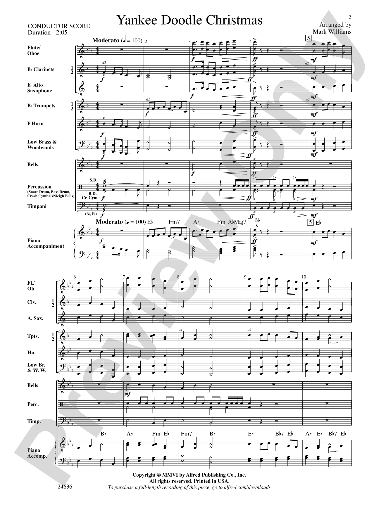 Yankee Doodle Christmas: Concert Band Conductor Score & Parts