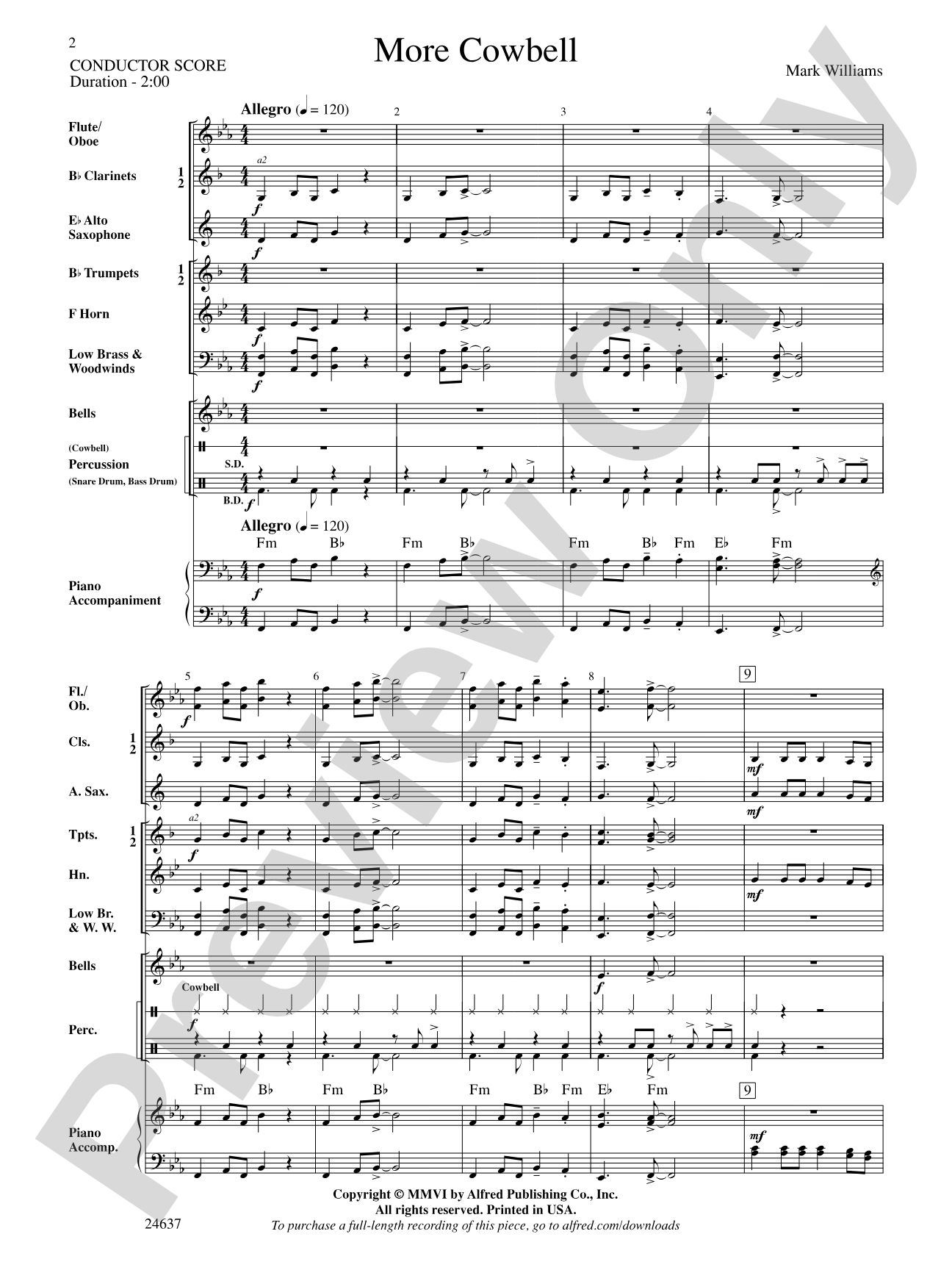More Cowbell: Concert Band Conductor Score & Parts