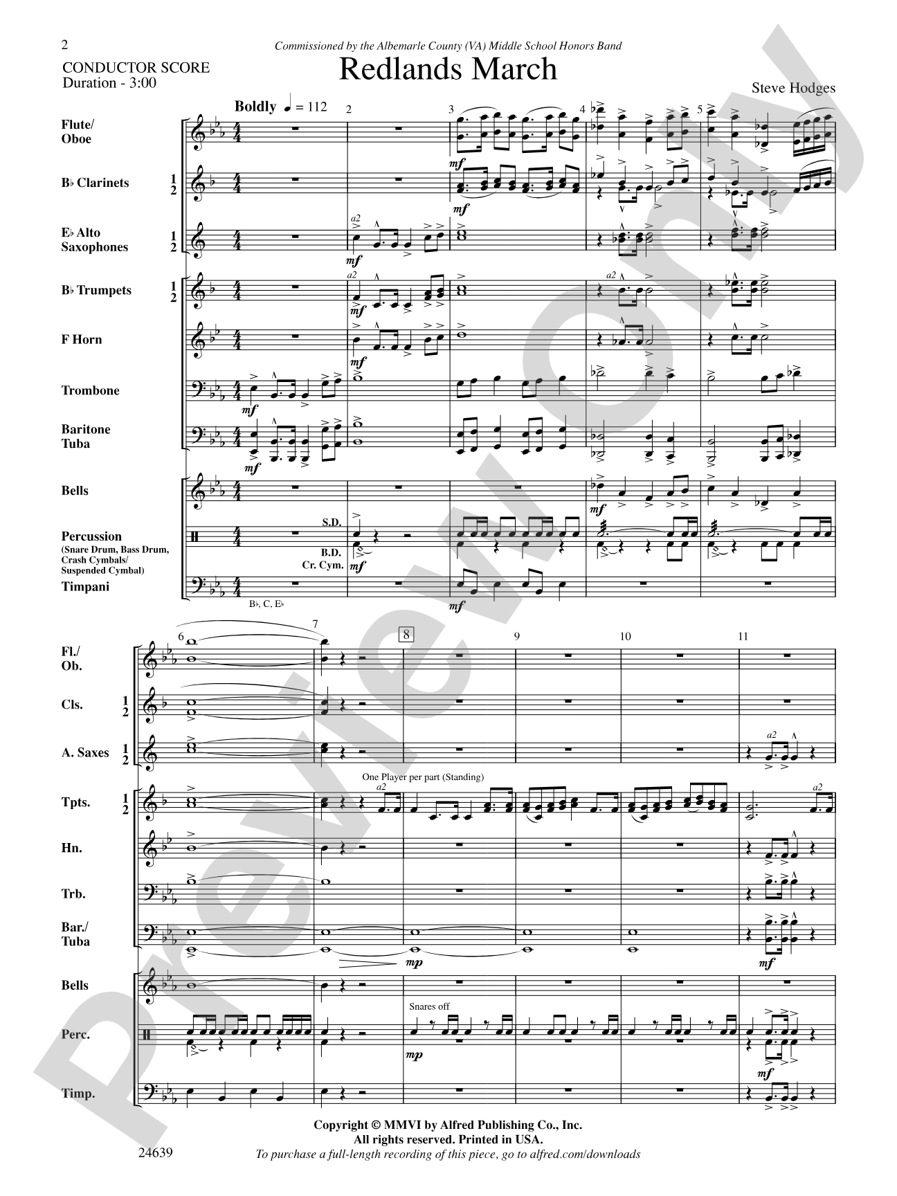 Redlands March: Concert Band Conductor Score & Parts