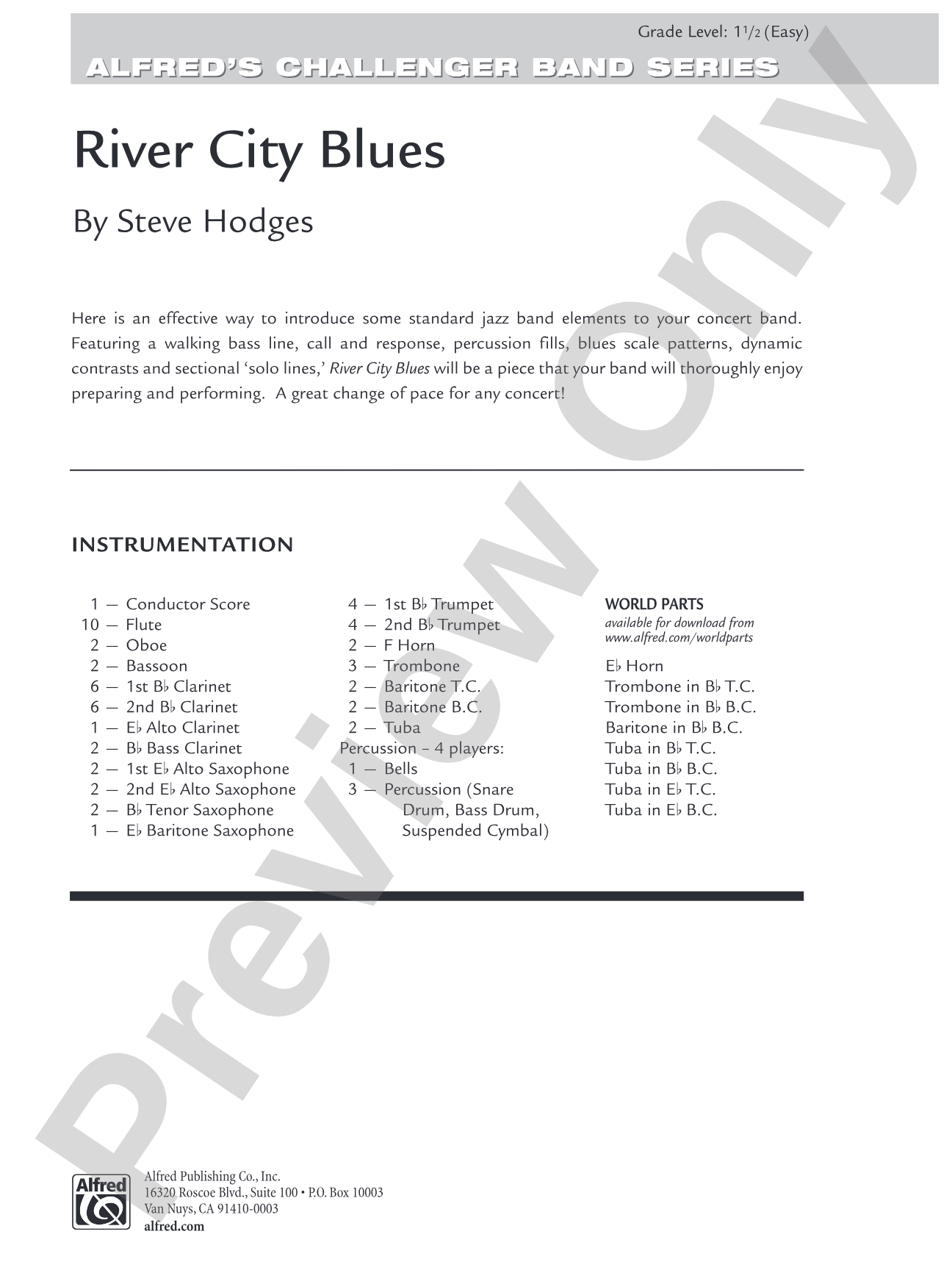 River City Blues: Concert Band Conductor Score & Parts