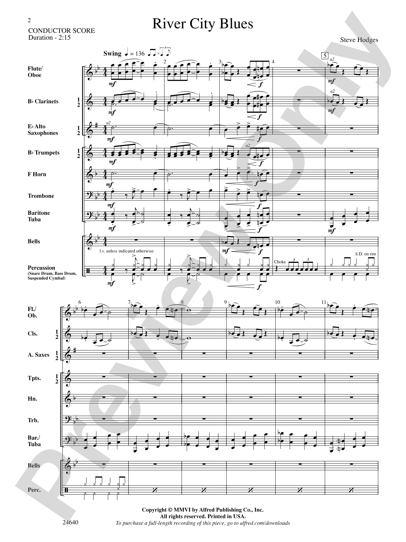 River City Blues: Concert Band Conductor Score & Parts