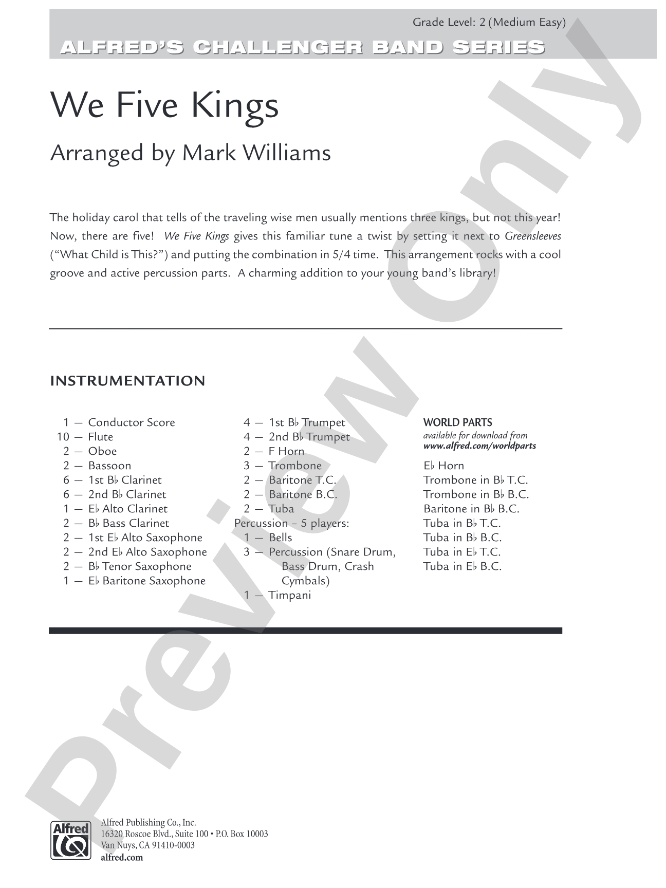 We Five Kings: Concert Band Conductor Score & Parts