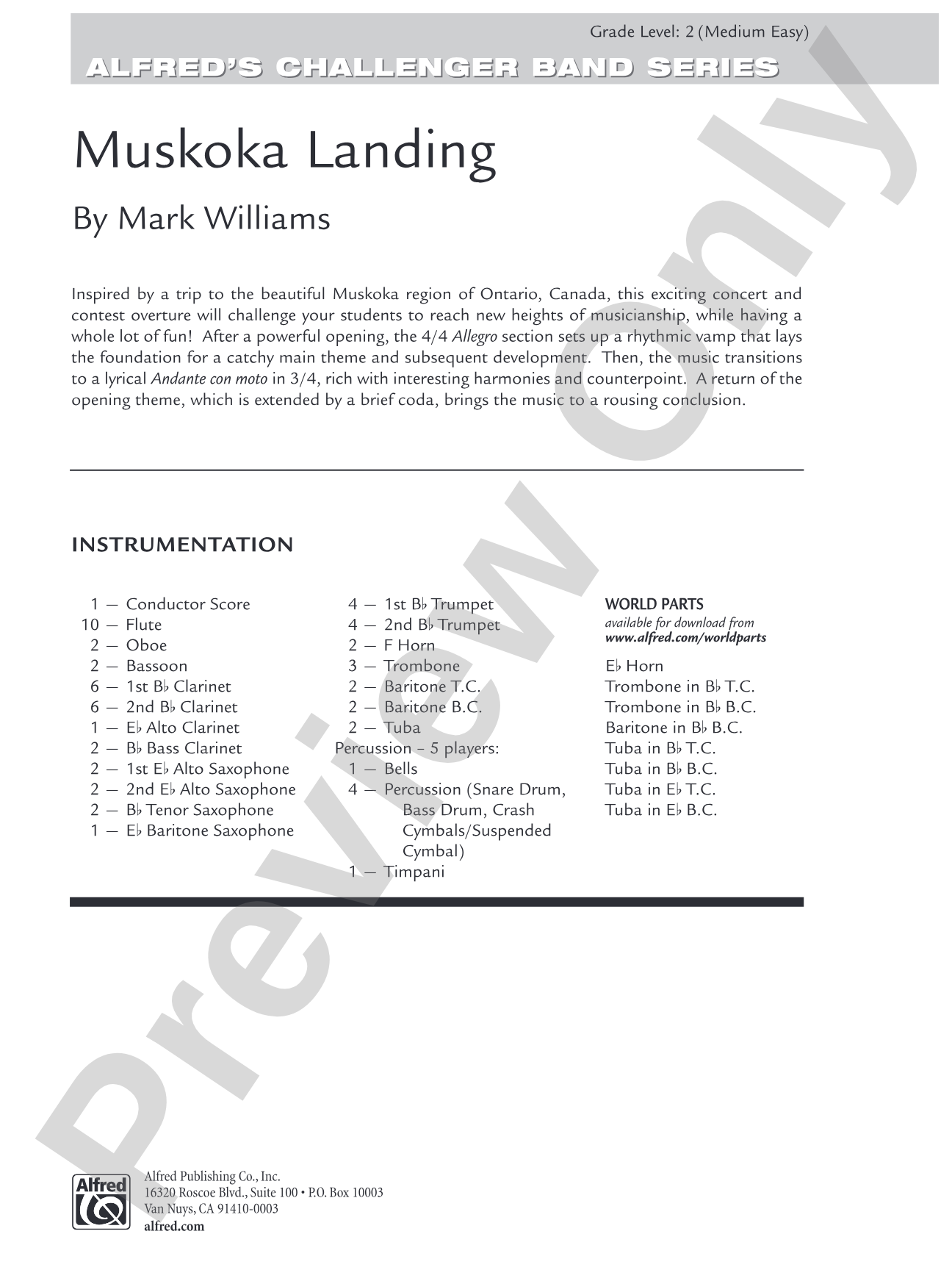 Muskoka Landing: Concert Band Conductor Score & Parts