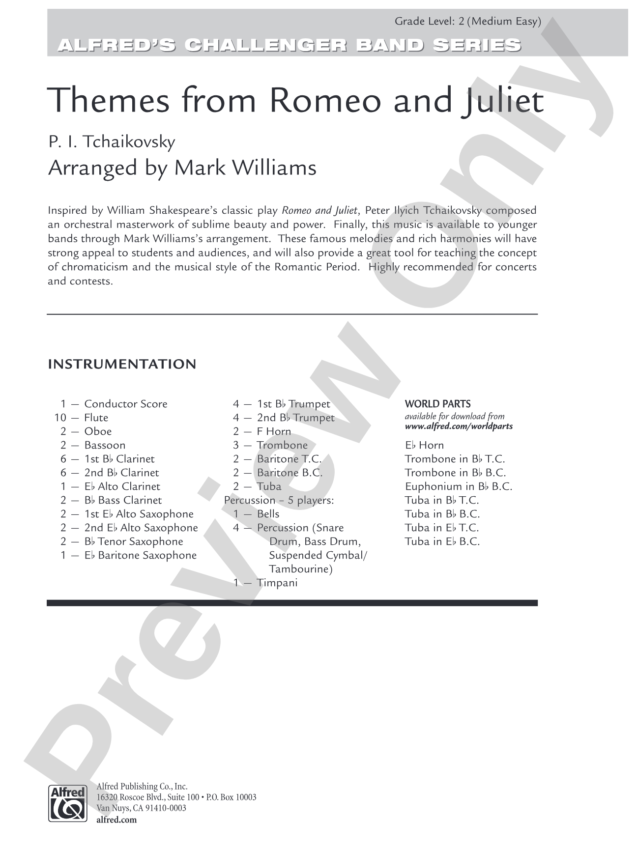 Romeo and Juliet, Themes from: Concert Band Conductor Score & Parts