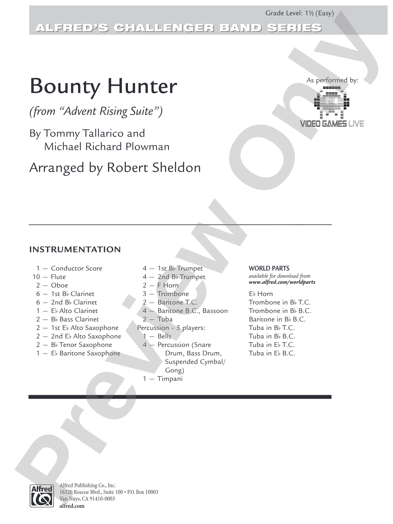 Bounty Hunter (from Advent Rising): Concert Band Conductor Score & Parts