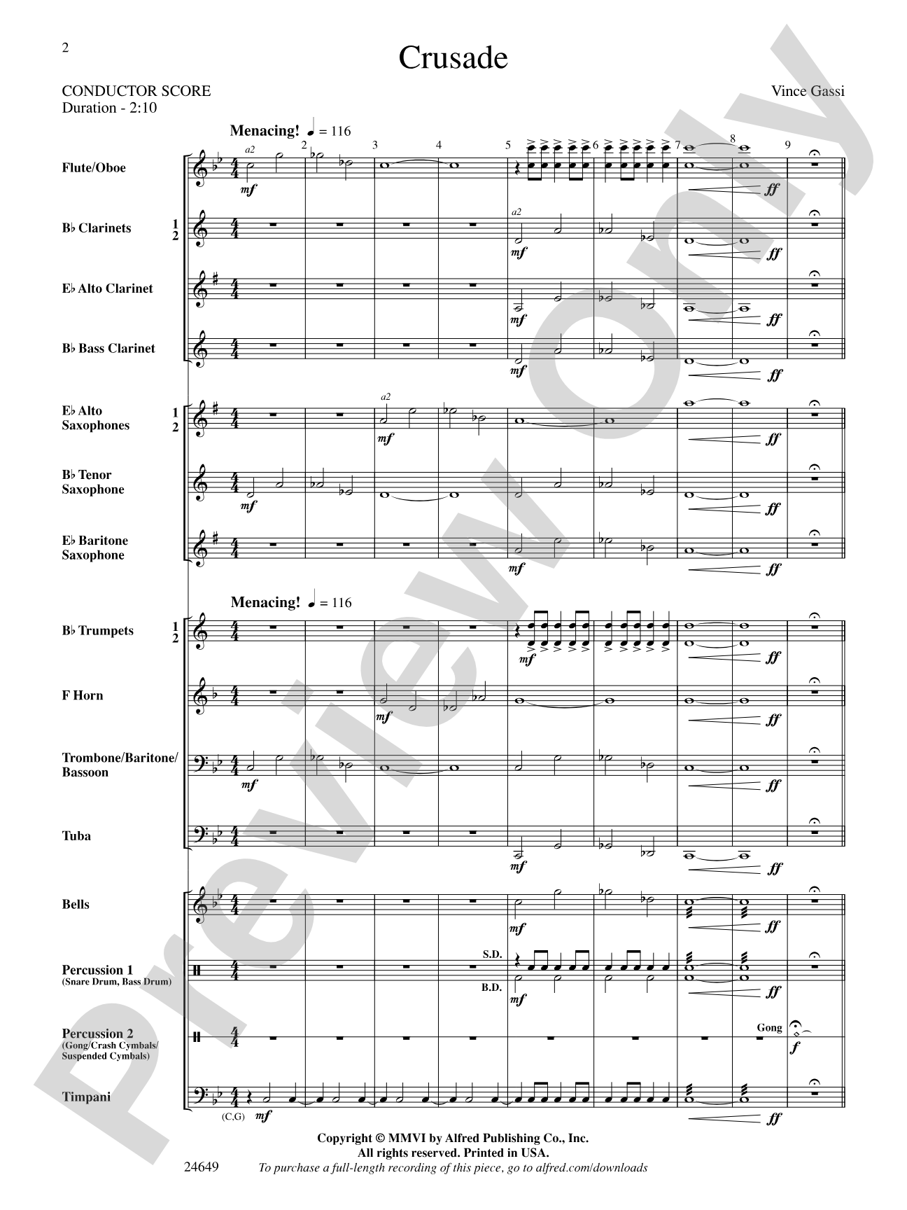 Crusade: Concert Band Conductor Score & Parts