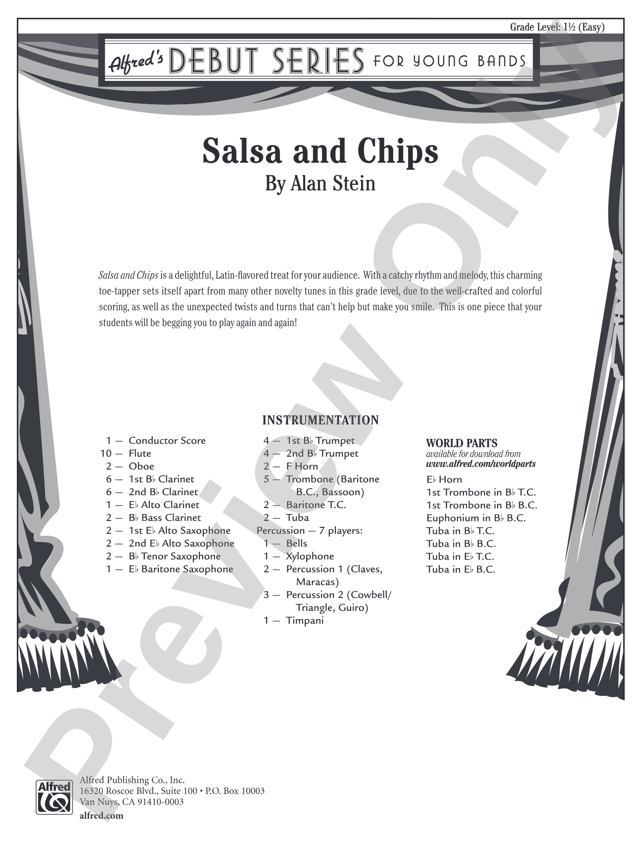 Salsa and Chips: Concert Band Conductor Score & Parts