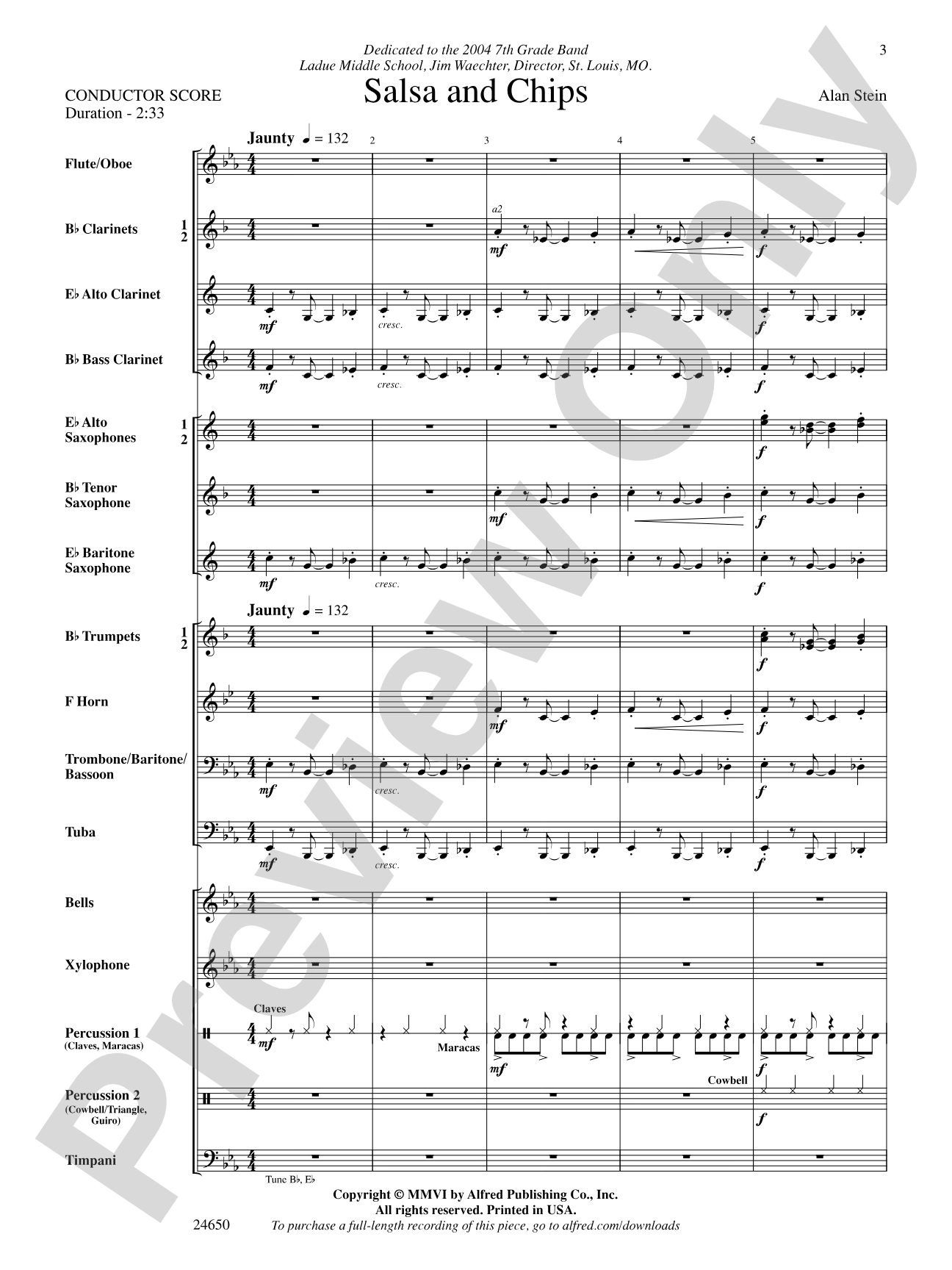 Salsa and Chips: Concert Band Conductor Score & Parts