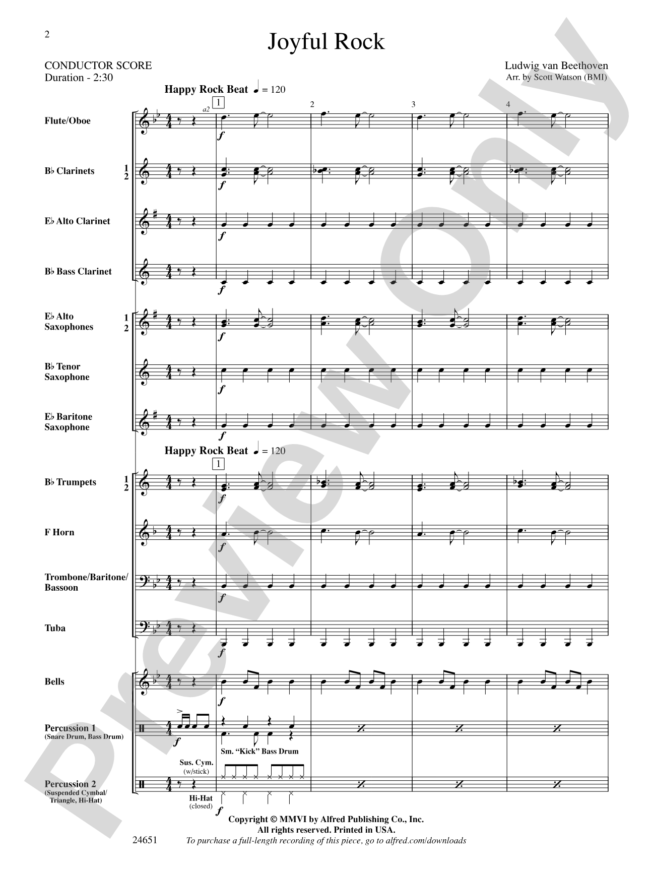 Joyful Rock: Concert Band Conductor Score & Parts